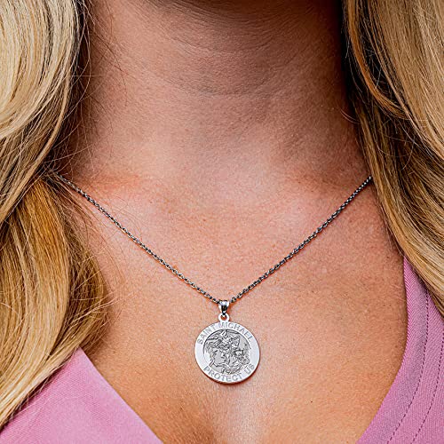 Saint Michael Religious Medal - 2/3 Inch Solid 14K Yellow Gold Pendant for Necklace | Catholic Jewelry, Baptism Gift, Confirmation Present | PicturesOnGold.com