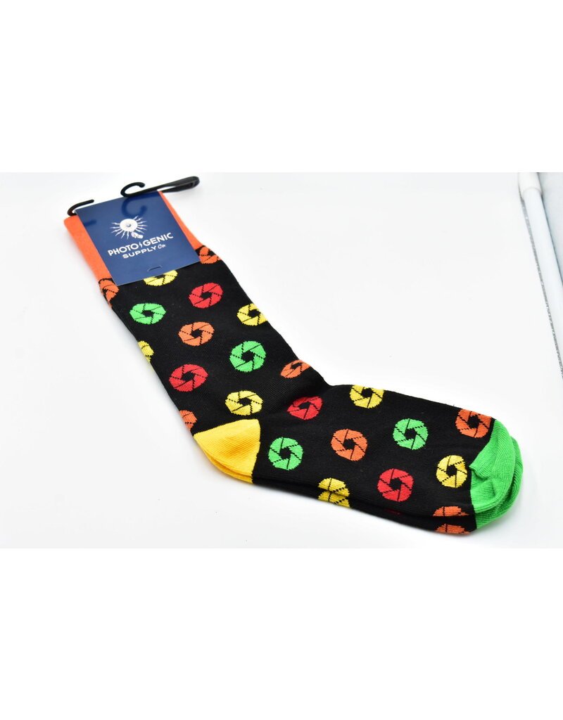 Photogenic Supply Co. Aperture Socks - Colorful & Stylish Unisex Crew Socks for Photography Enthusiasts | Perfect for Outdoor Adventures, Photo Shoots & Casual Wear