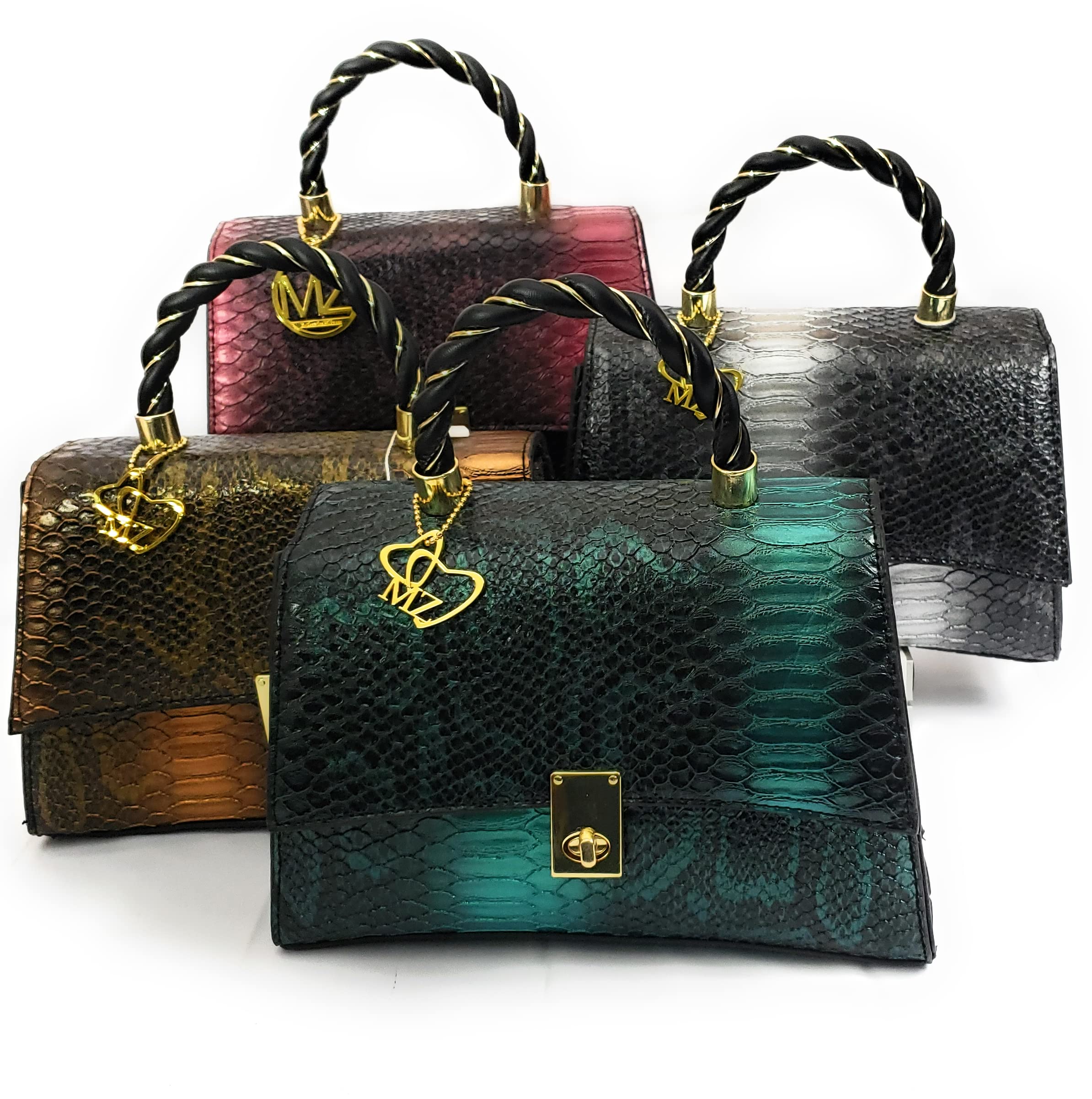 Vegan Leather Handbag for Women - Black Python Skin Texture Shoulder Bag & Crossbody Purse - Perfect for Work, Travel, and Everyday Use