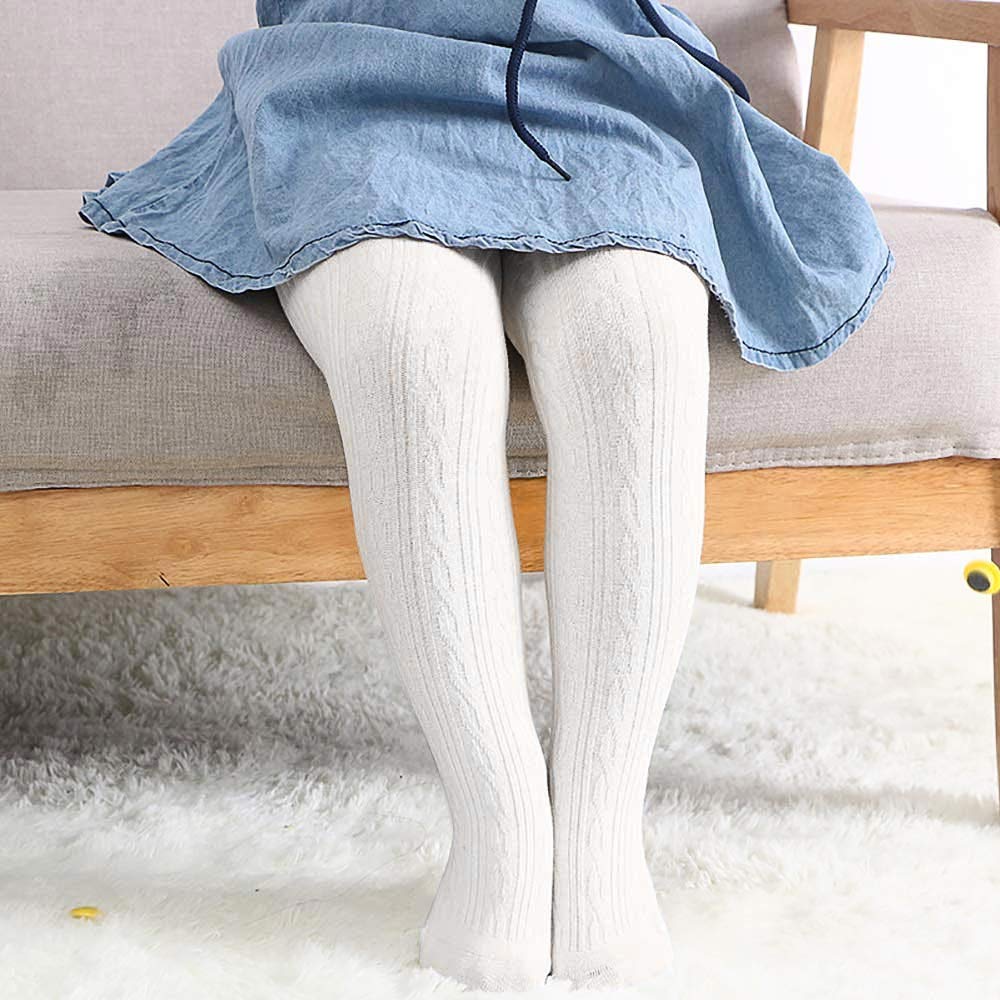 Baby Girls Seamless Cable Knit Tights with Bow - Soft Cotton Toddler Leggings for Newborns & Infants | Perfect for Playtime, Nursery & Winter Outfits