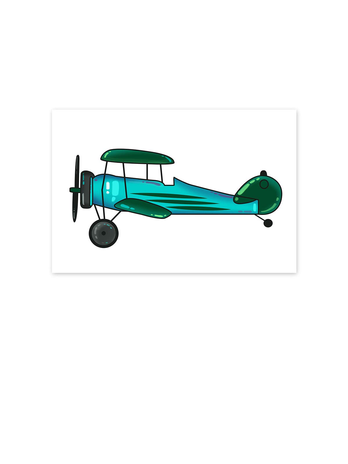 Blue Airplane Kids Room Wall Art Poster - 11x17 Inch Nursery Decor Prints for Boys & Girls Bedroom, Playroom & Classroom Decoration