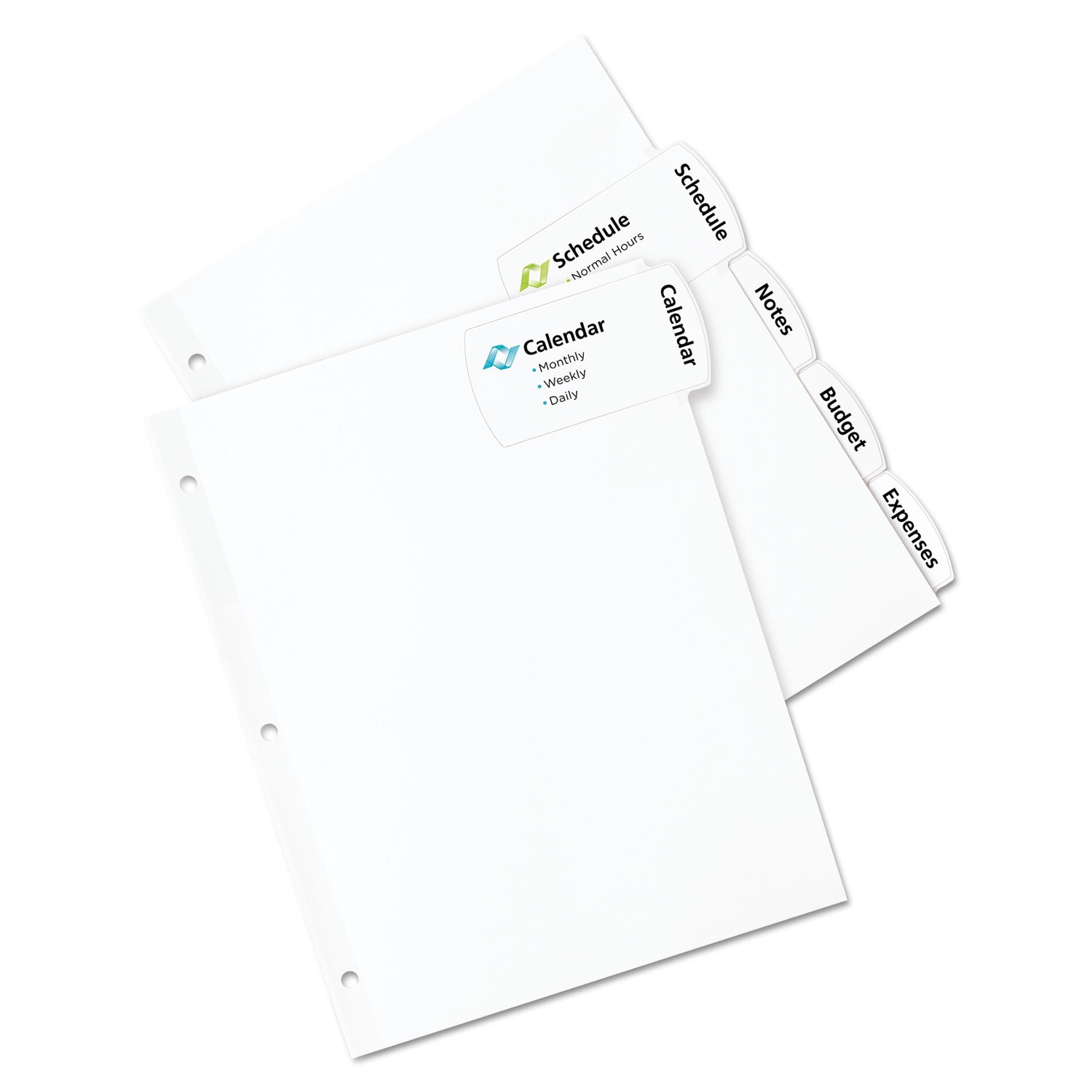 Avery® Big Tab Printable Large White Label Tab Dividers - 5 Tabs, 11 x 8.5 Inches, White, 20 Sets - Perfect for Office Organization, School Binders & Filing Systems