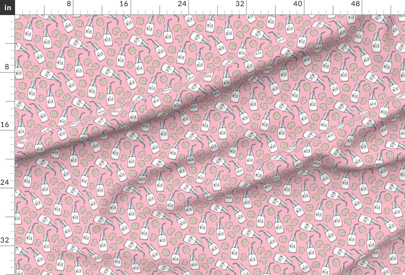 Premium Spoonflower Upholstery Velvet Fabric - Milk & Cookies Pink Breakfast Food Print | Fat Quarter for Home Decor, Apparel & DIY Projects | Perfect for Curtains, Pillows & Fashion Accessories