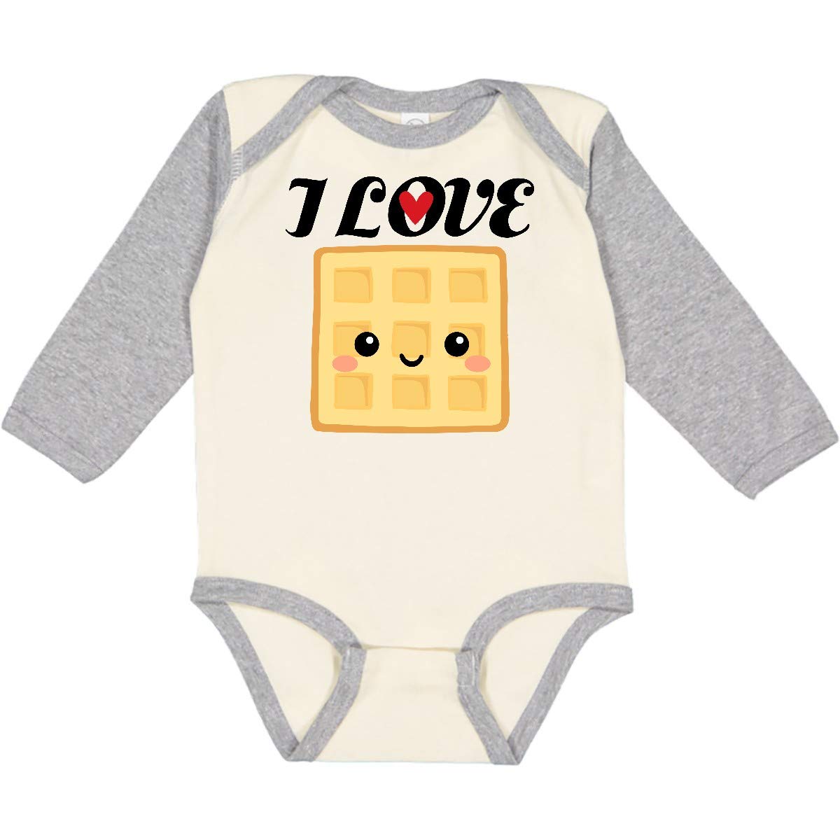 Inktastic Waffle Lover - I Love Waffles Long Sleeve Baby Bodysuit | Cute Waffle-Themed Outfit for Infants & Toddlers | Perfect for Breakfast-Themed Parties, Family Photos & Everyday Wear