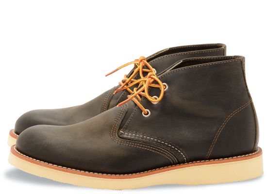 WORK CHUKKA 3150 Men's Leather Boots - Charcoal Rough & Tough - Comfortable & Durable for Work, Hiking & Outdoor Activities