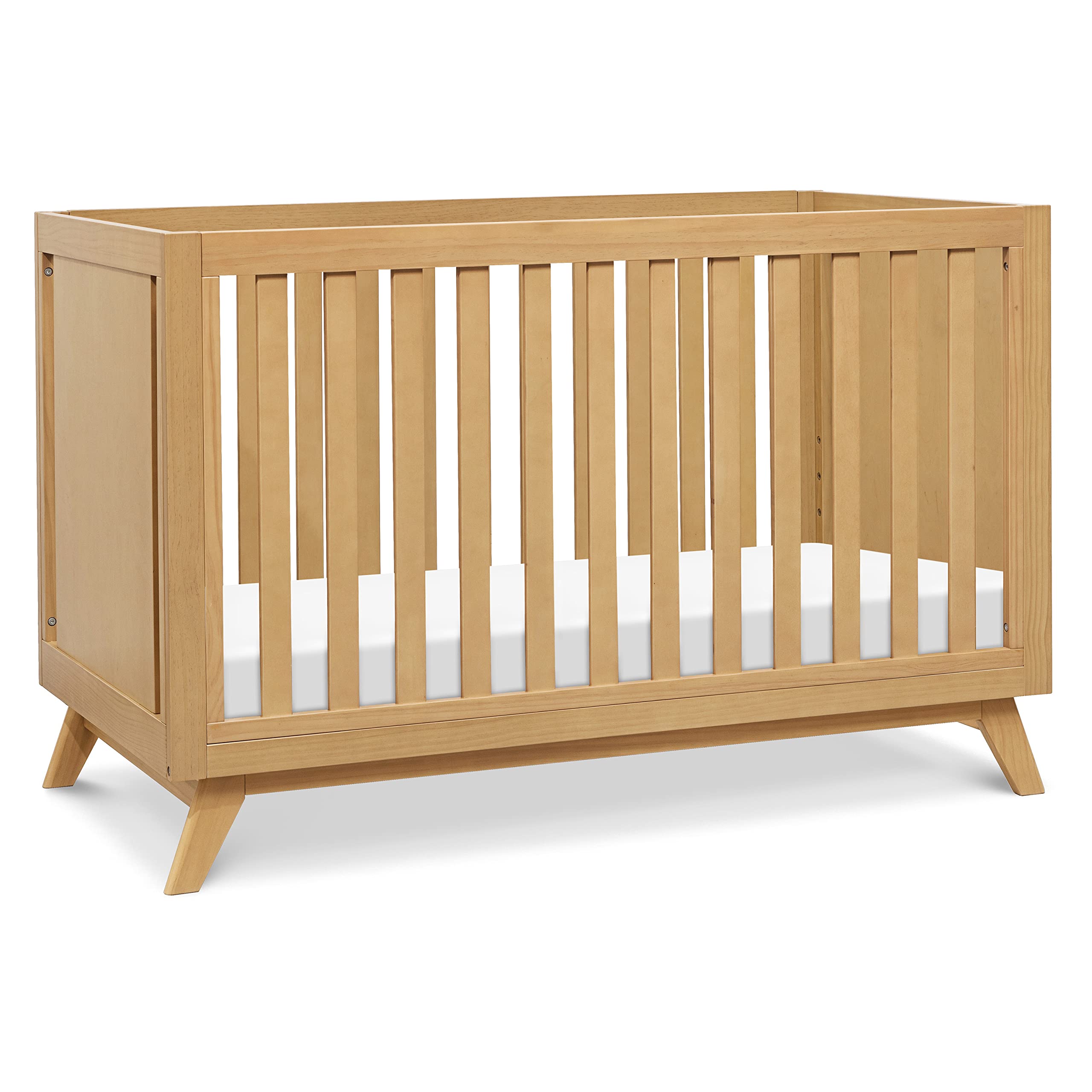 DaVinci Otto 3-in-1 Convertible Baby Crib in Honey Finish - Greenguard Gold Certified Safe & Non-Toxic - Nursery Furniture for Newborn to Toddler - Perfect for Modern Nursery & Bedroom Decor