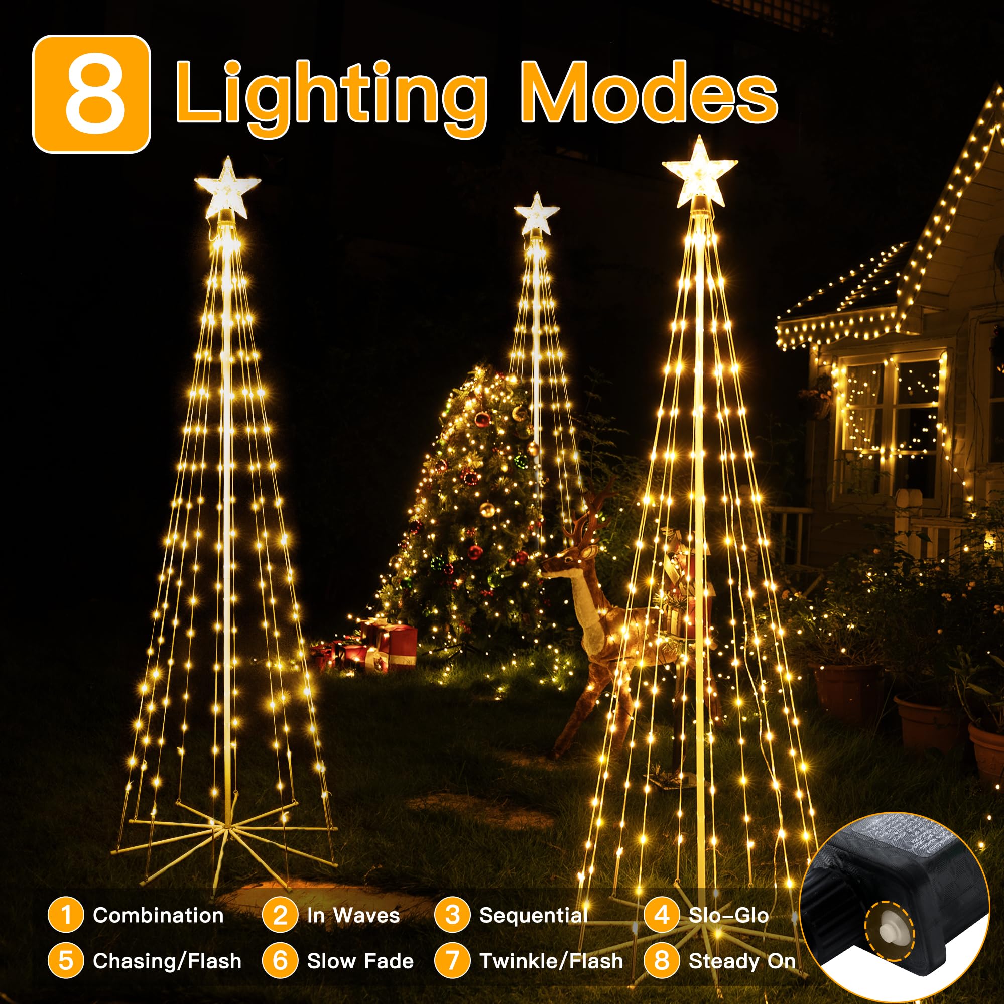 ShineShine 140 LED Christmas Tree Lights - Warm White Waterproof Outdoor/Indoor Holiday Decor with 8 Lighting Modes | Perfect for Xmas Tree, Yard, Porch & Home Decoration