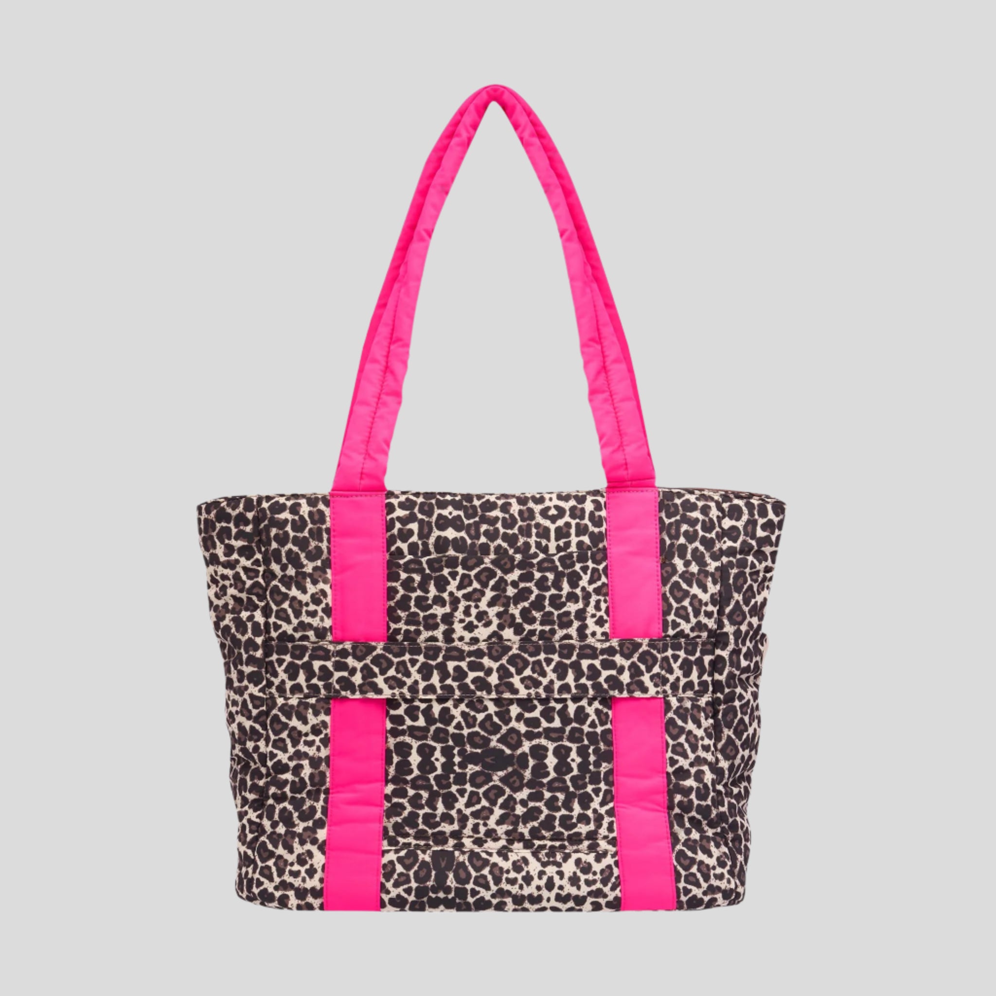 Stylish Everyday Tote Bag - Neon Pink & Leopard Print Fashionable Carryall | Perfect for Work, Shopping & Beach Outings