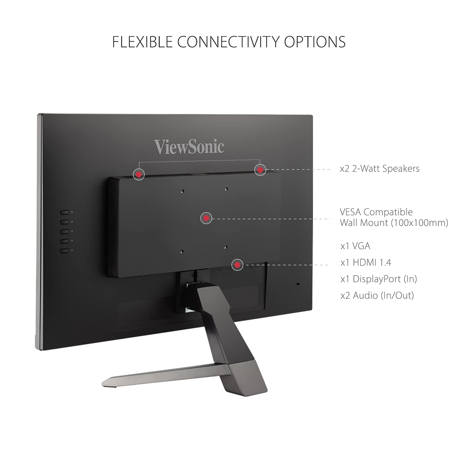 ViewSonic VX2467-MHD 24 Inch Full HD 1080p Gaming Monitor - 100Hz Refresh Rate, 1ms Response Time, AMD FreeSync, Ultra-Thin Bezel Design, Eye Care Technology, HDMI/VGA/DP Ports - Perfect for Esports, PC Gaming & Home Office Setup