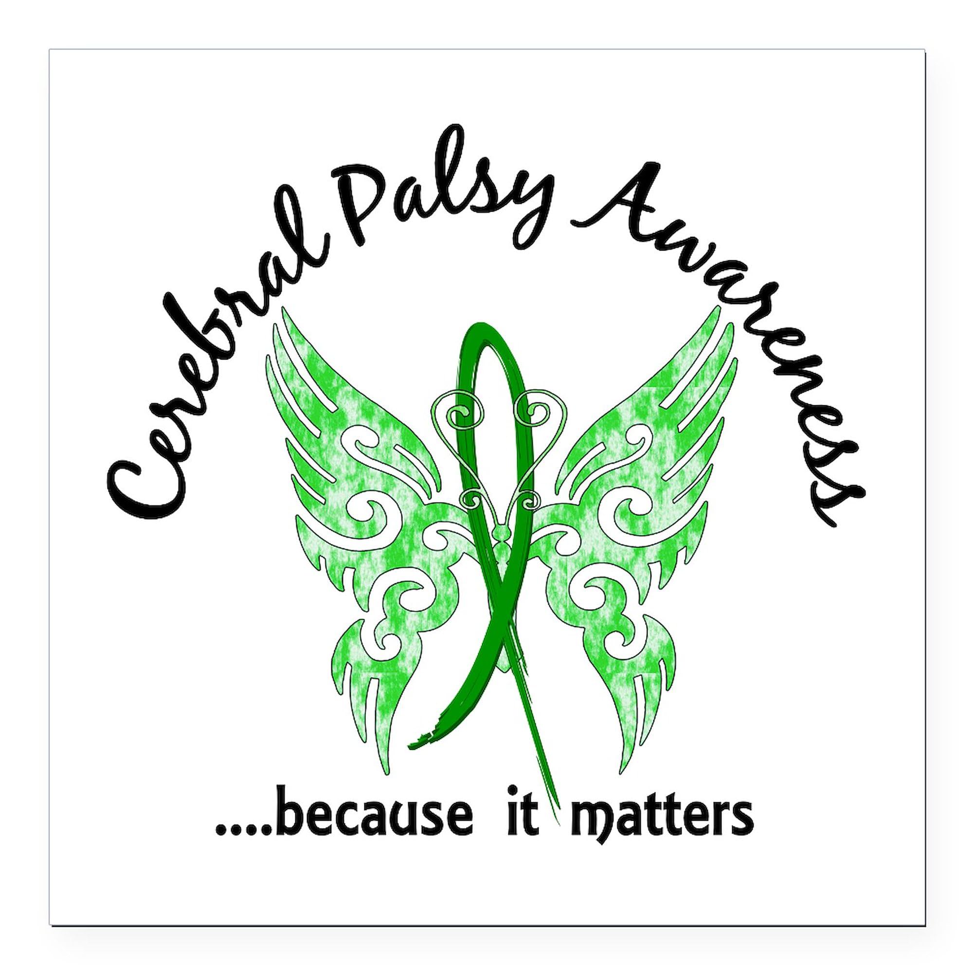 Cerebral Palsy Awareness Butterfly Car Magnet - 3x3 Inch Square Magnetic Bumper Sticker for Cars, Trucks & Vehicles - Show Support for CP Awareness Month & Disability Rights (Perfect for Fundraisers, Awareness Campaigns & Personal Expression)