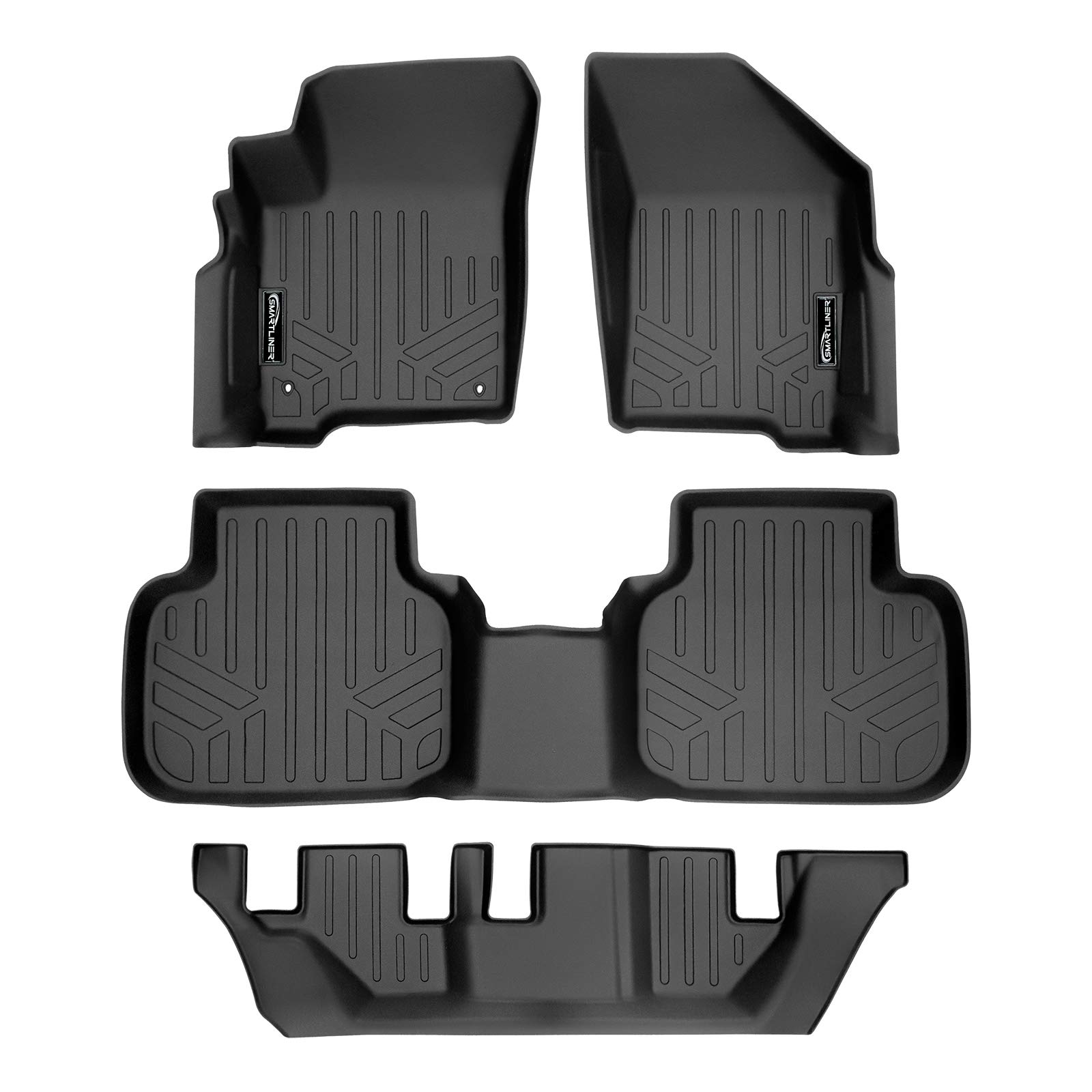 MAXLINER Custom Fit All-Weather Floor Mats for 2012-2020 Dodge Journey | 3 Row Liner Set with 1st Row Dual Floor Hooks | Durable Black Car Mats for SUV Protection | Perfect for Family Road Trips & Daily Commutes
