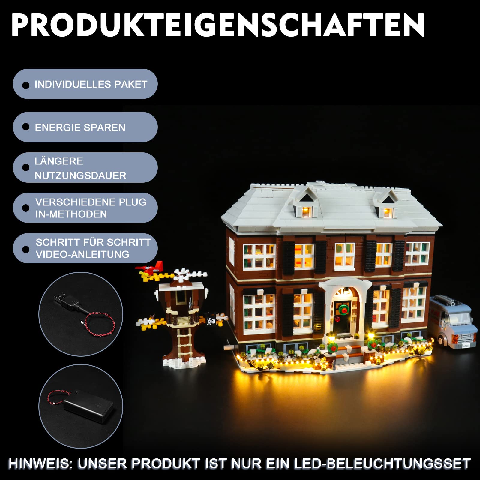 LED Lighting Kit for Lego 21330 Ideas Home Alone Set - Creative Interior Decoration Gift for Collectors (Lego Model Not Included) - Perfect for Holiday Displays, Themed Rooms & Lego Enthusiasts