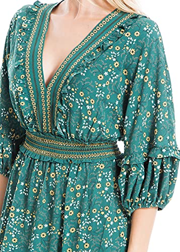 Spruce/Gold Dutch Floral Swirl