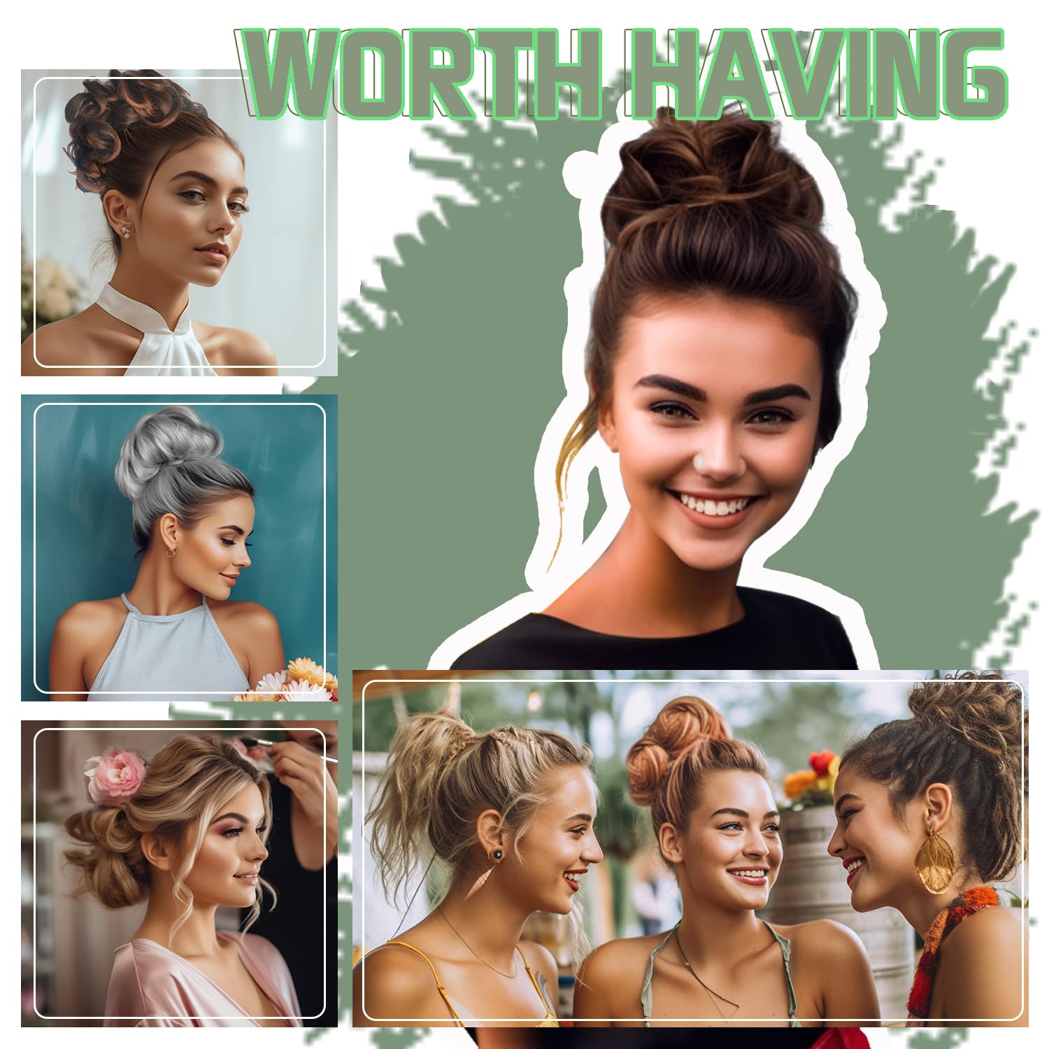 2Pcs Messy Bun Hair Piece - Curly Bun Hair Extension, Fake Hair Scrunchie for Messy Updo (Light Gray) - Perfect for Weddings, Parties & Everyday Styling