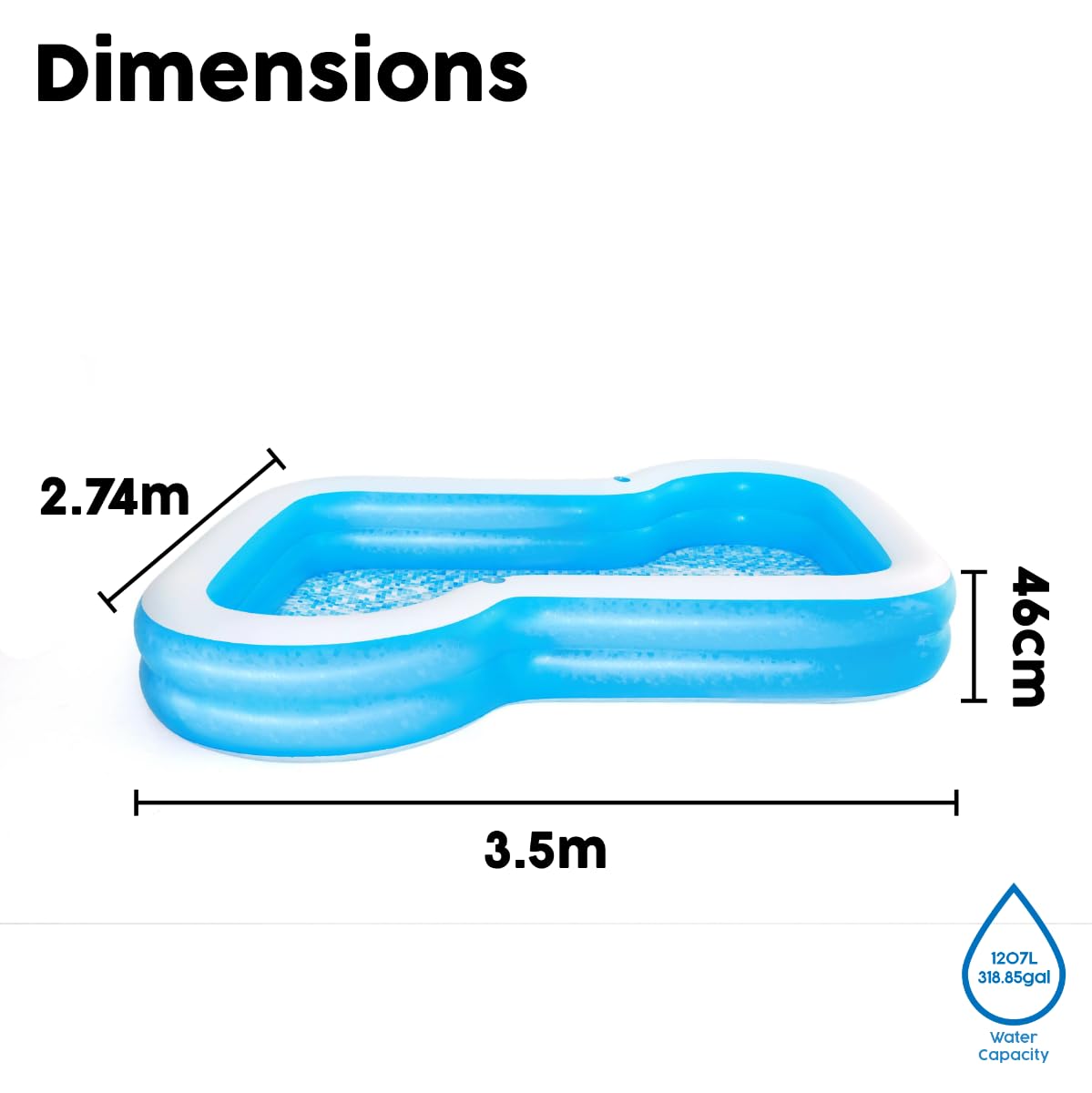 Bestway Sunsational 10' Family Inflatable Pool for Kids & Adults - Outdoor Garden Swimming & Paddling Pool with Durable PVC Material - Perfect for Backyard, Patio, and Summer Fun (Blue)