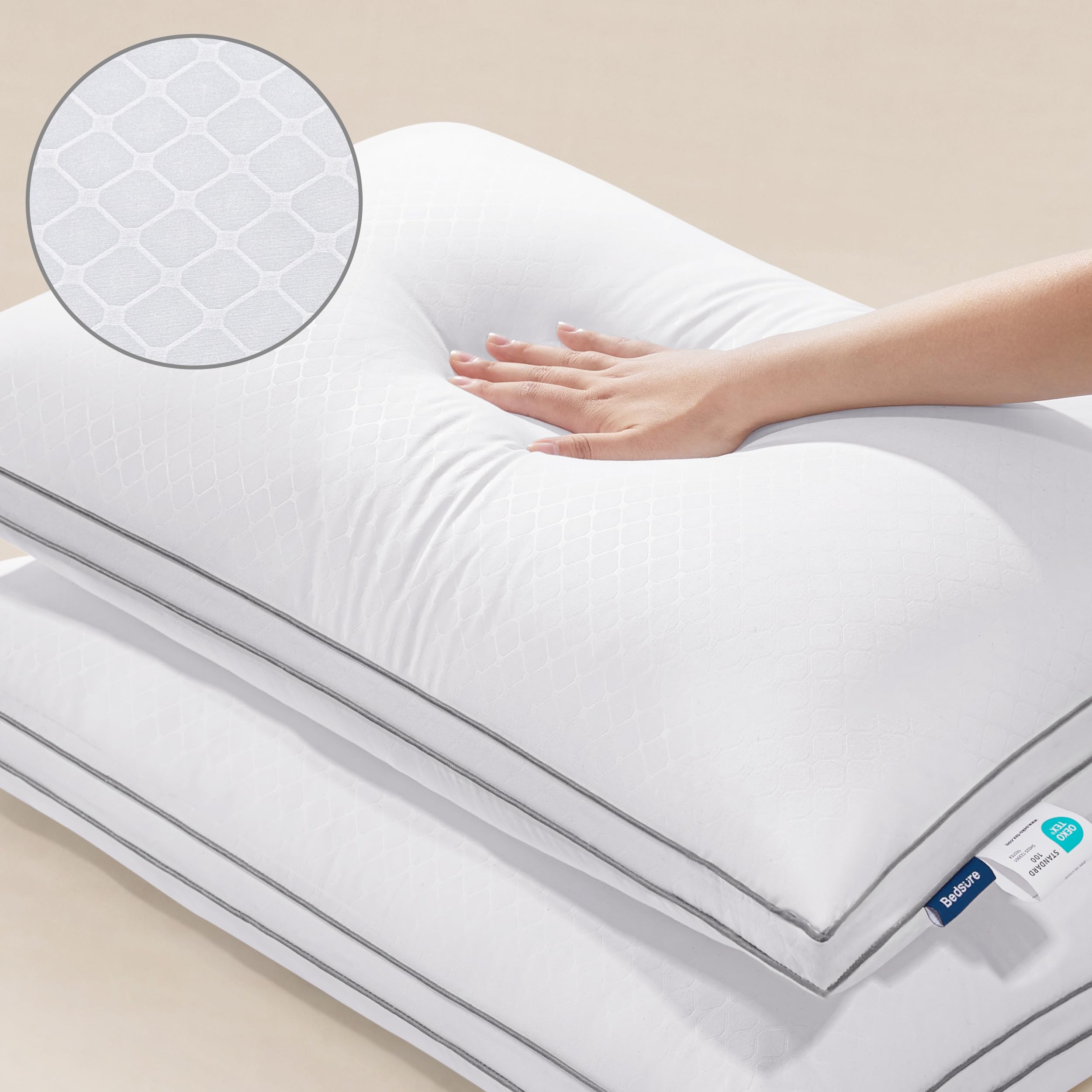 Bedsure Queen Pillows Set of 2 - Hotel Quality Down Alternative Pillows for Back/Side Sleepers - Bedroom Comfort