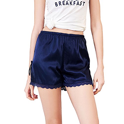 Asskyus Women's Sleep Shorts - 2 Pack Soft Satin Lounge Shorts for Nightwear & Relaxing at Home | Comfortable Pajama Shorts for Summer & Travel