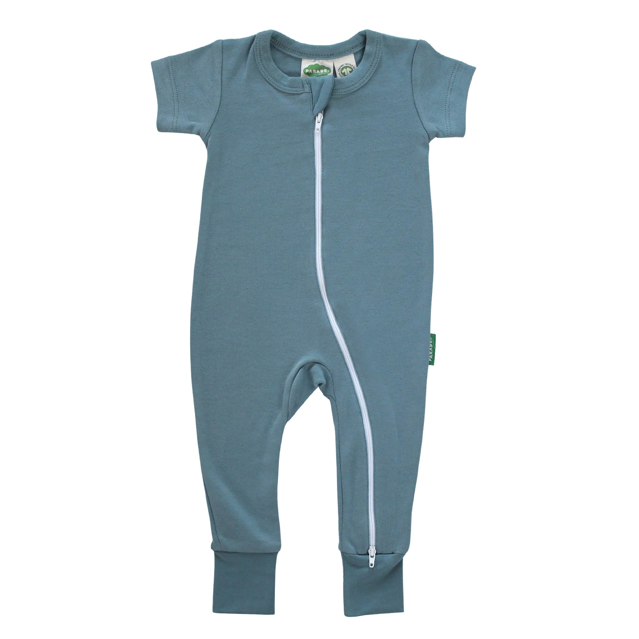 PARADE Organic Essentials '2-Way' Zip Romper - Short Sleeve Baby Bodysuit | Soft Organic Cotton Unisex Jumpsuit for Newborns & Infants | Perfect for Playtime, Daycare & Photo Shoots