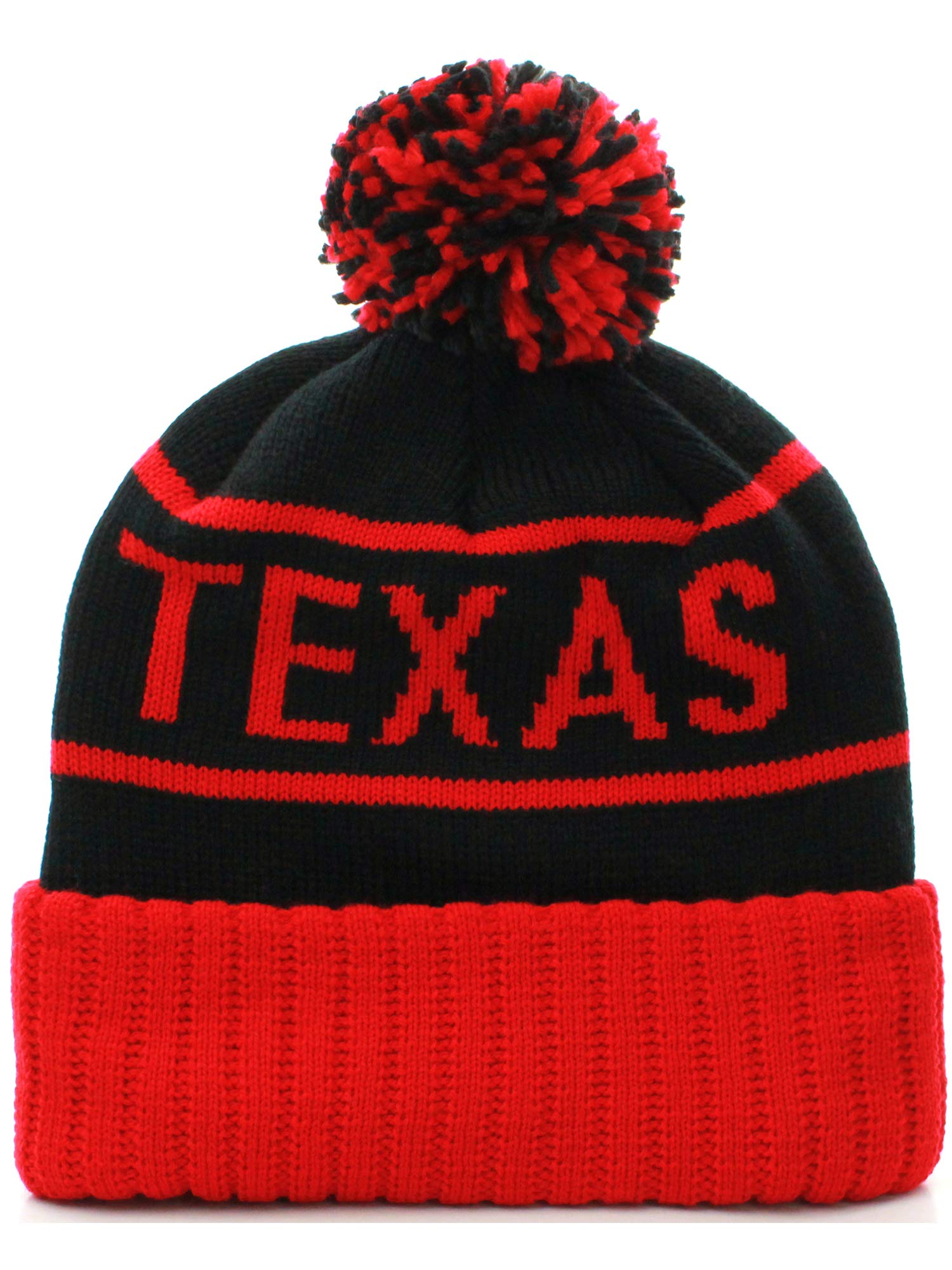 Texas Cuff Beanie - Cable Knit Winter Hat with Pom Pom - Warm Unisex Beanie for Men & Women - Perfect for Outdoor Activities, Skiing, and Cold Weather Fashion