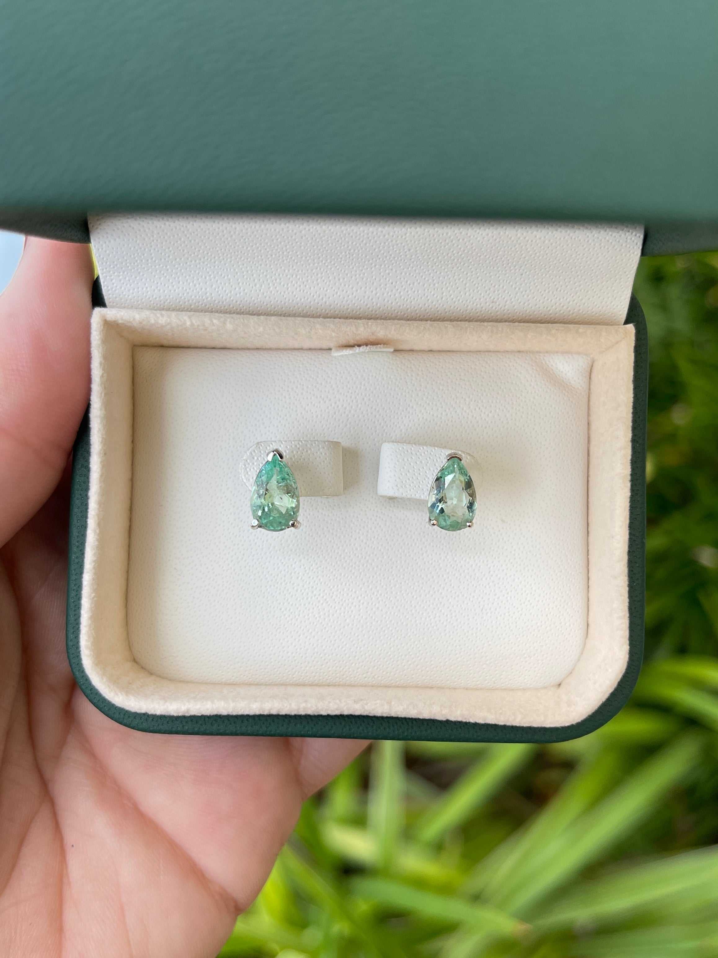 2.50tcw Light Green Emerald Tear Drop Solitaire Stud Earrings in 14K Gold - Elegant Jewelry for Women, Perfect for Weddings, Parties & Special Occasions