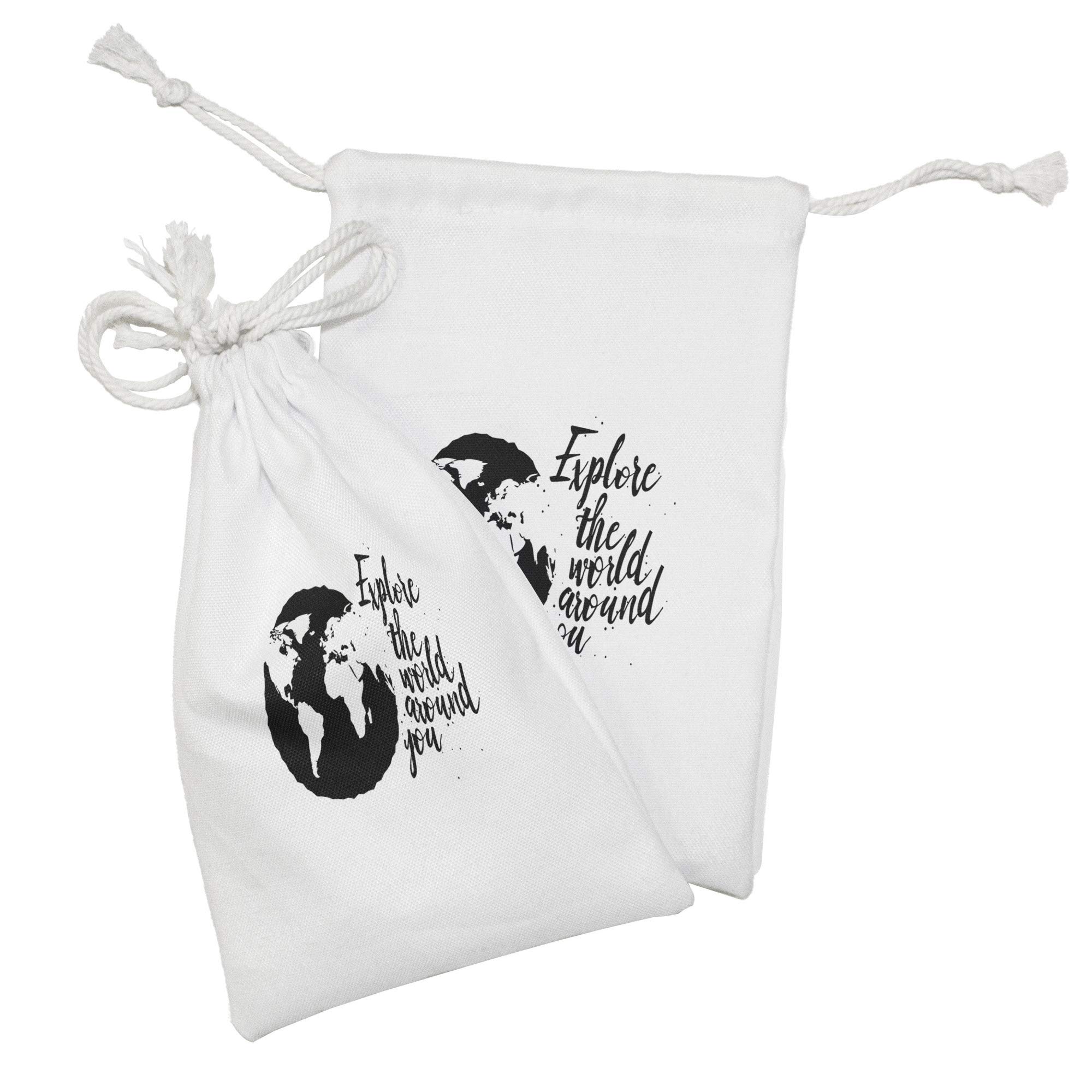 Ambesonne Travel Motivational Fabric Pouch Set of 2 - 9