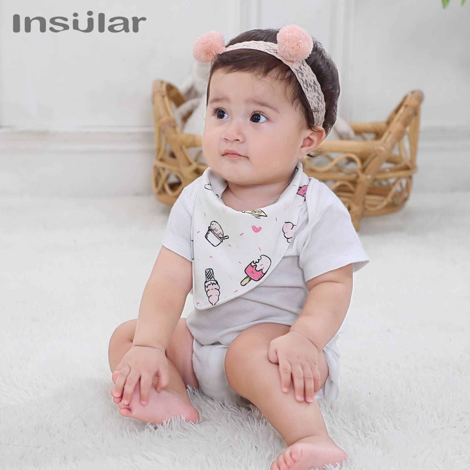 Insular Baby Bandana Drool Bibs - 100% Cotton Soft Unisex Bibs for Boys & Girls - Perfect for Teething, Drooling & Messy Feeding - Ideal for Daycare, Travel & Home Use