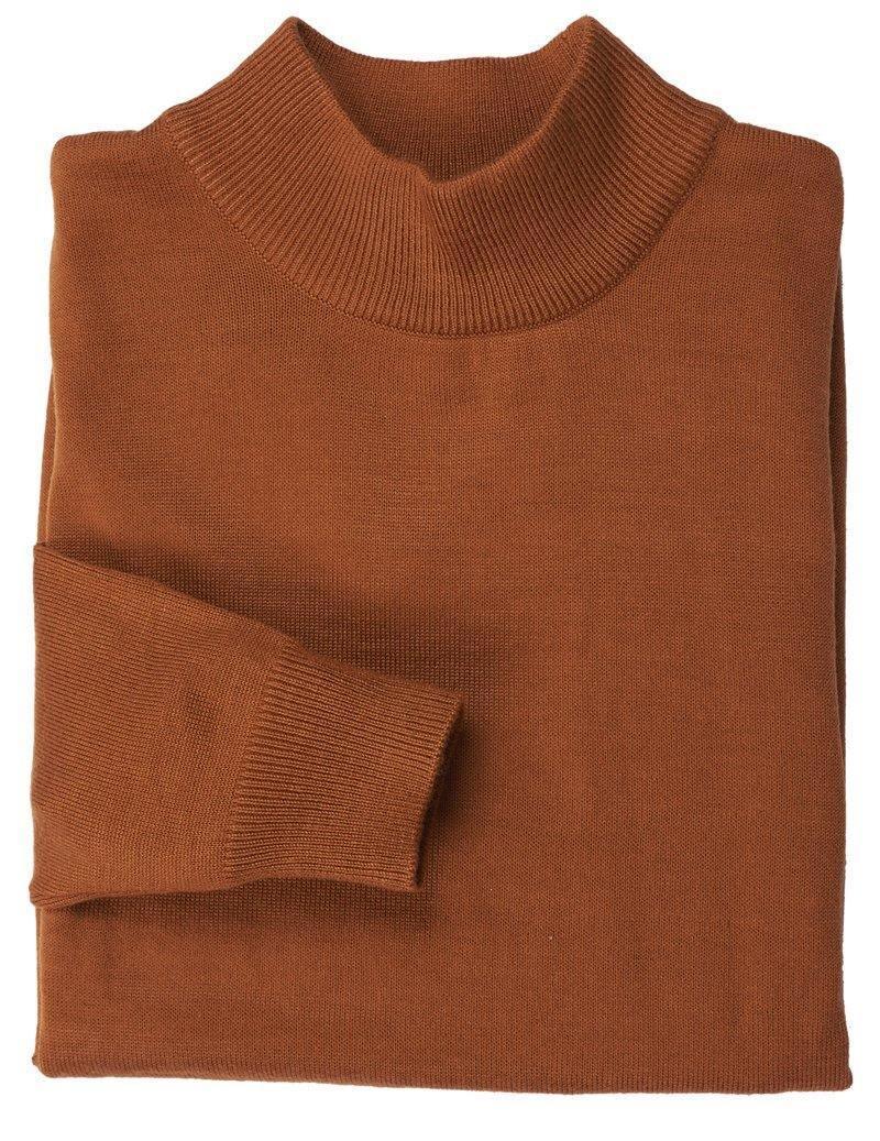 Mock Neck Sweater Women's Rust Color Pullover - Cozy Winter Knit Top for Casual Outfits & Office Wear