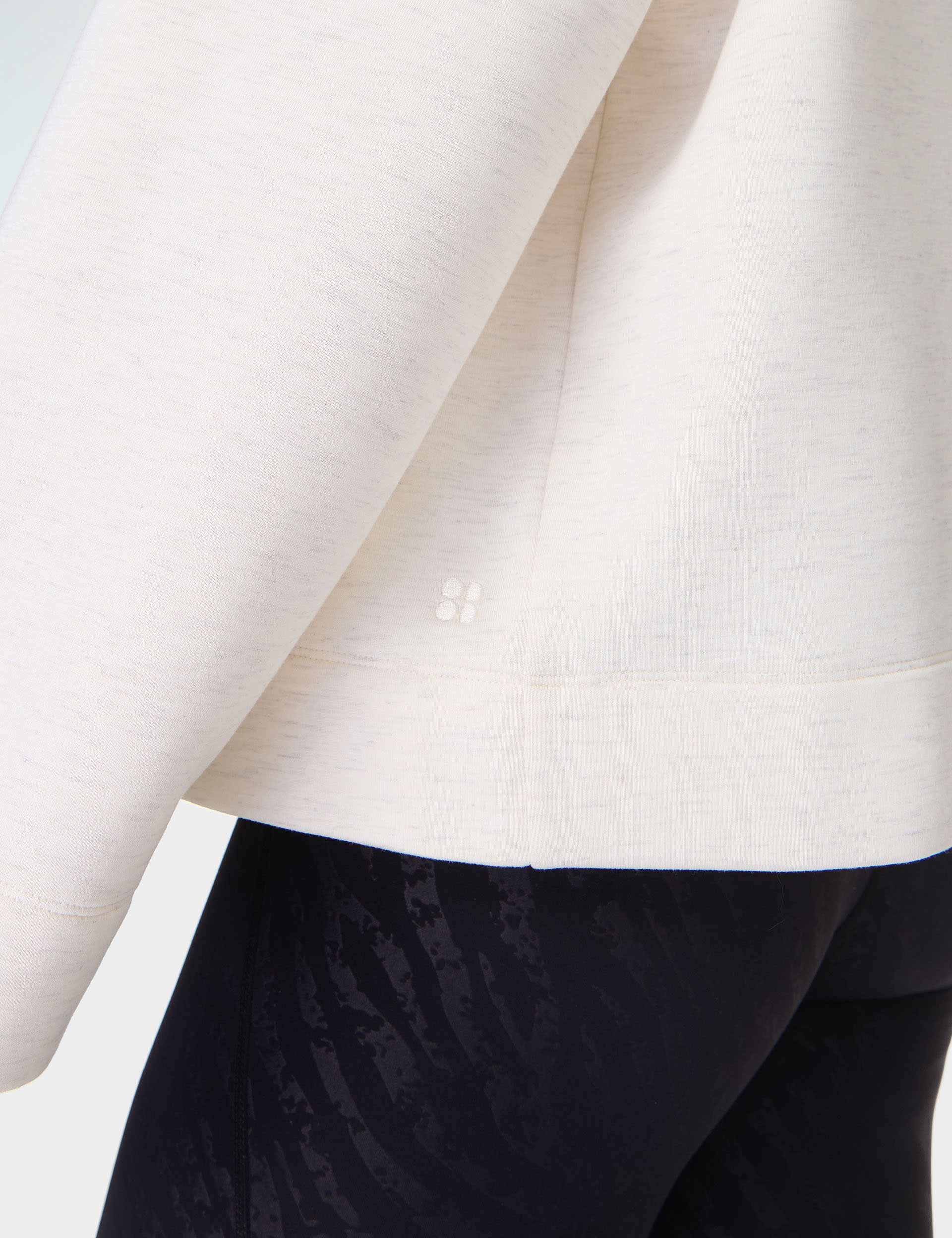 Wind Down Funnel Neck Sweatshirt - White Marl Cozy Pullover for Women | Perfect for Casual Wear, Lounging & Fall Layering
