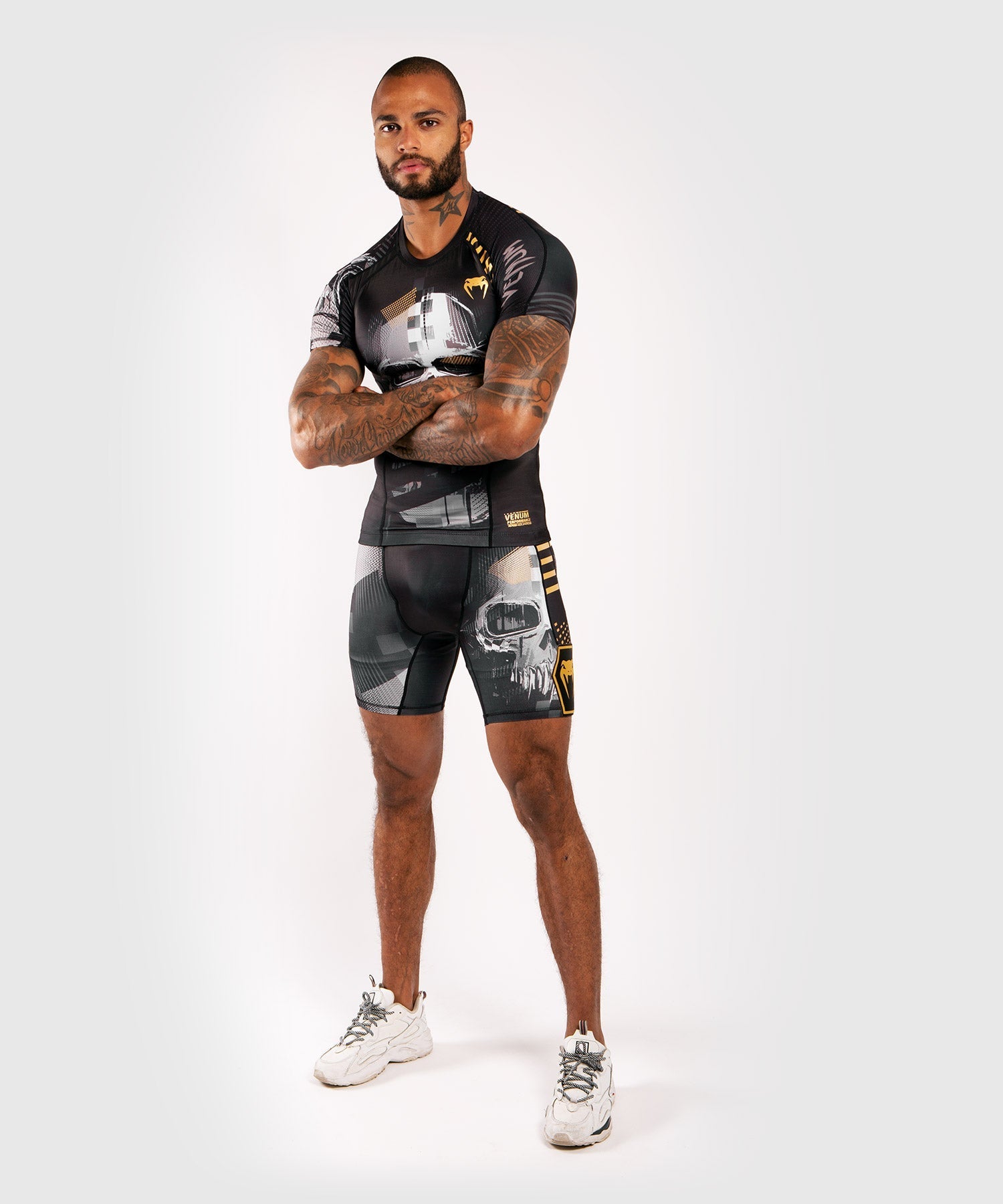 Venum Skull Compression Shorts for Men - Black MMA & Workout Shorts for Training, Running & Fitness - Moisture Wicking & Breathable