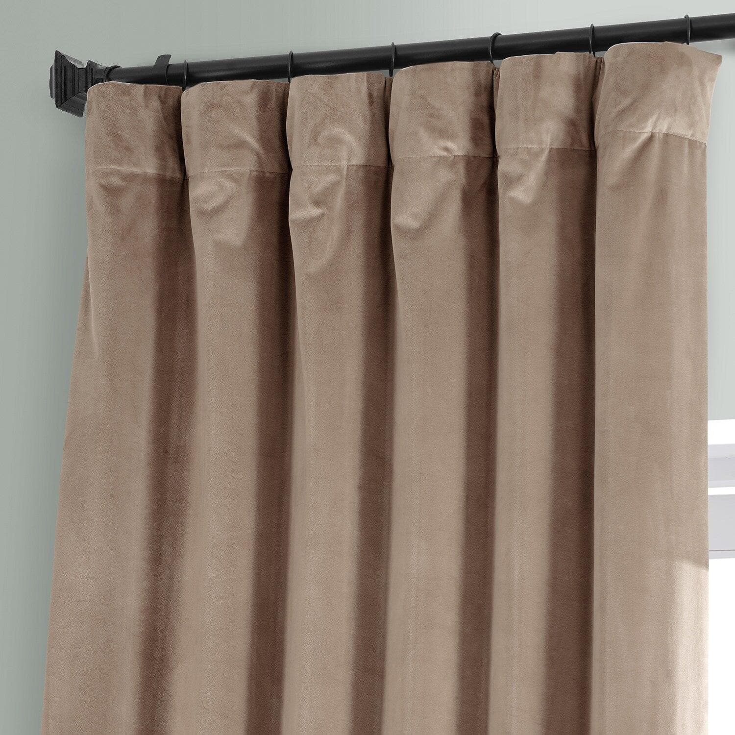 Pashmina Taupe Signature Plush Velvet Hotel Blackout Curtain