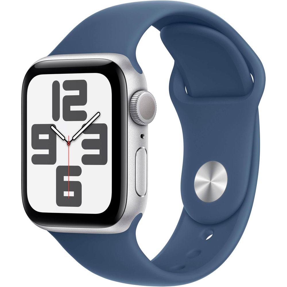 Apple Watch SE 2 (40mm) - Silver Aluminum Case with Denim Sport Band - GPS Smartwatch for Fitness Tracking & Notifications - Perfect for Running, Workouts & Daily Wear (Model MXEC3LL/A)