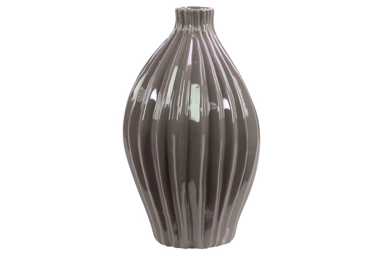 Handmade Ceramic Vase with Corrugated Glossy Finish - Elegant Home Decor for Living Room, Dining Table, or Wedding Centerpiece