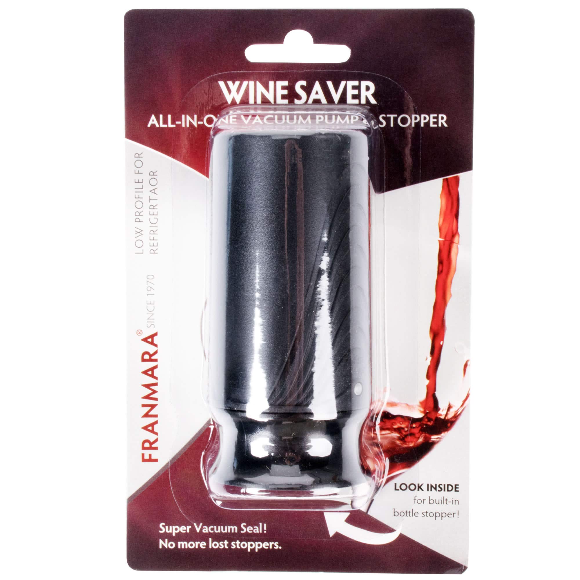 Premium Franmara Wine Saver Vacuum Pump with 4 Stoppers - Black | Preserve Wine Freshness for Days | Perfect for Home Bars, Parties & Wine Storage