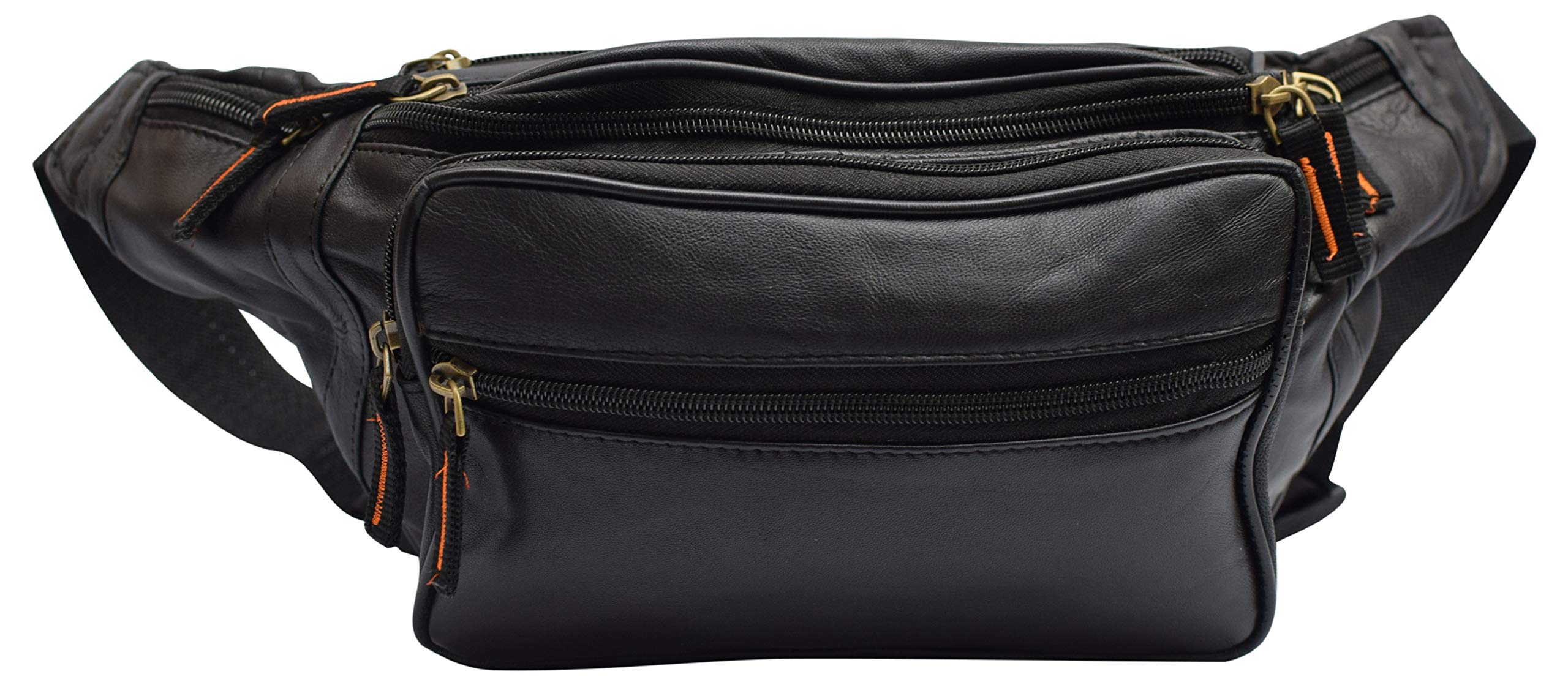 Premium Cowhide Leather Fanny Pack for Men & Women - Large Size with 7 Pockets - Durable Waist Bag for Outdoor Activities, Hiking, Travel, Camping, Cycling & Running - Perfect for Adventure Enthusiasts & Daily Use