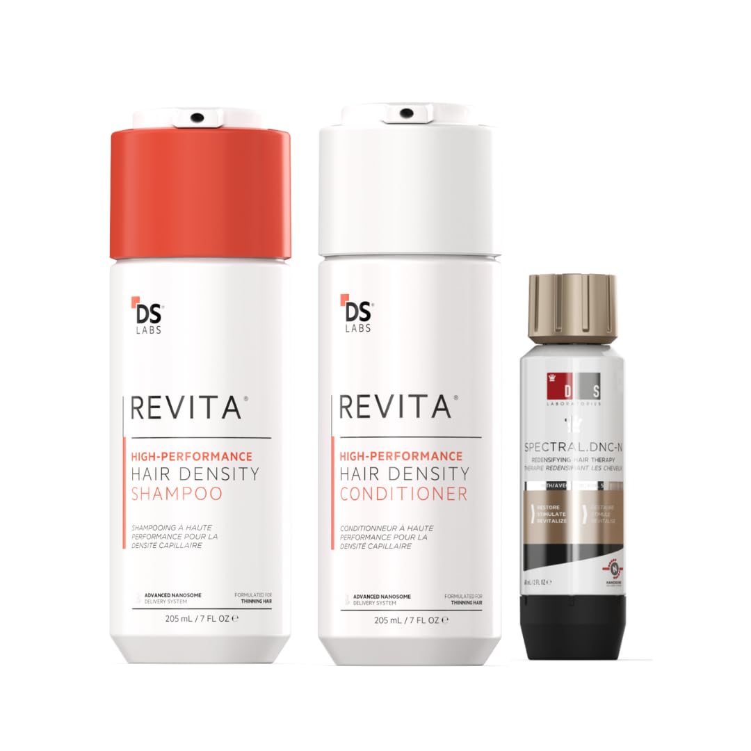 DS Laboratories Revita Hair Thickening Shampoo & Conditioner Set with Spectral.DNC-N Hair Growth Serum - Unscented Formula for Thinning Hair & Scalp Health - Perfect for Men & Women Seeking Fuller, Healthier Hair at Home