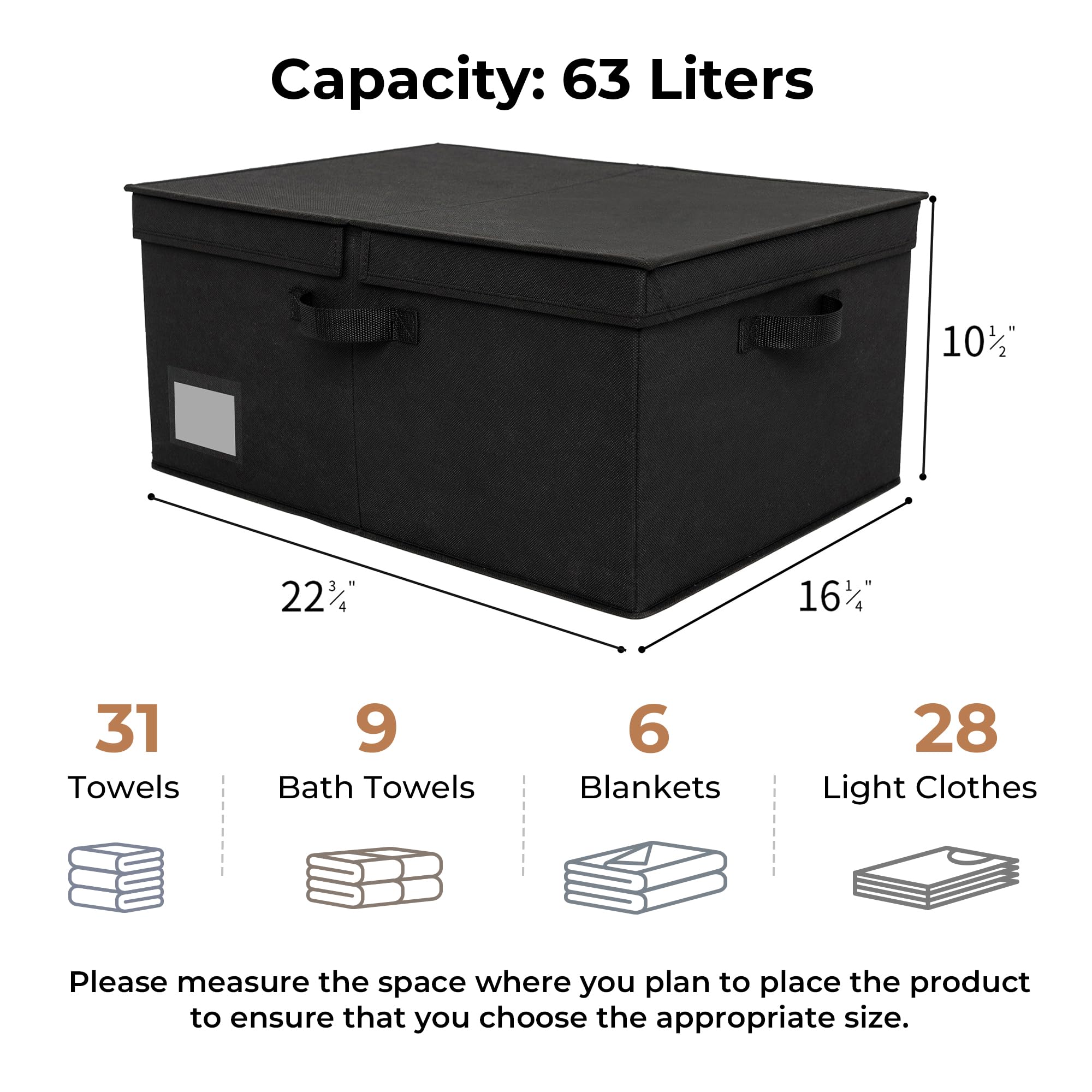 GRANNY SAYS Large Fabric Storage Bin with Lid - Black Closet Organizer Basket for Clothes, Linens & Home Organization (Jumbo Size, 1-Pack) | Perfect for Bedroom, Closet, Nursery & Laundry Room Storage