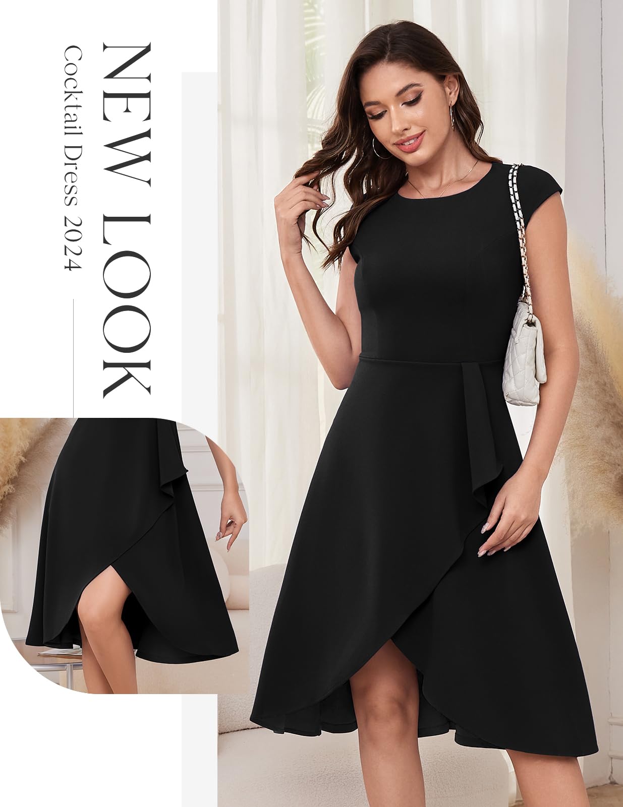 Elegant Bridesmaid & Wedding Guest Cocktail Dresses for Women 2025 - Short Sleeve Spring Summer Midi Dress for Parties, Receptions & Special Occasions