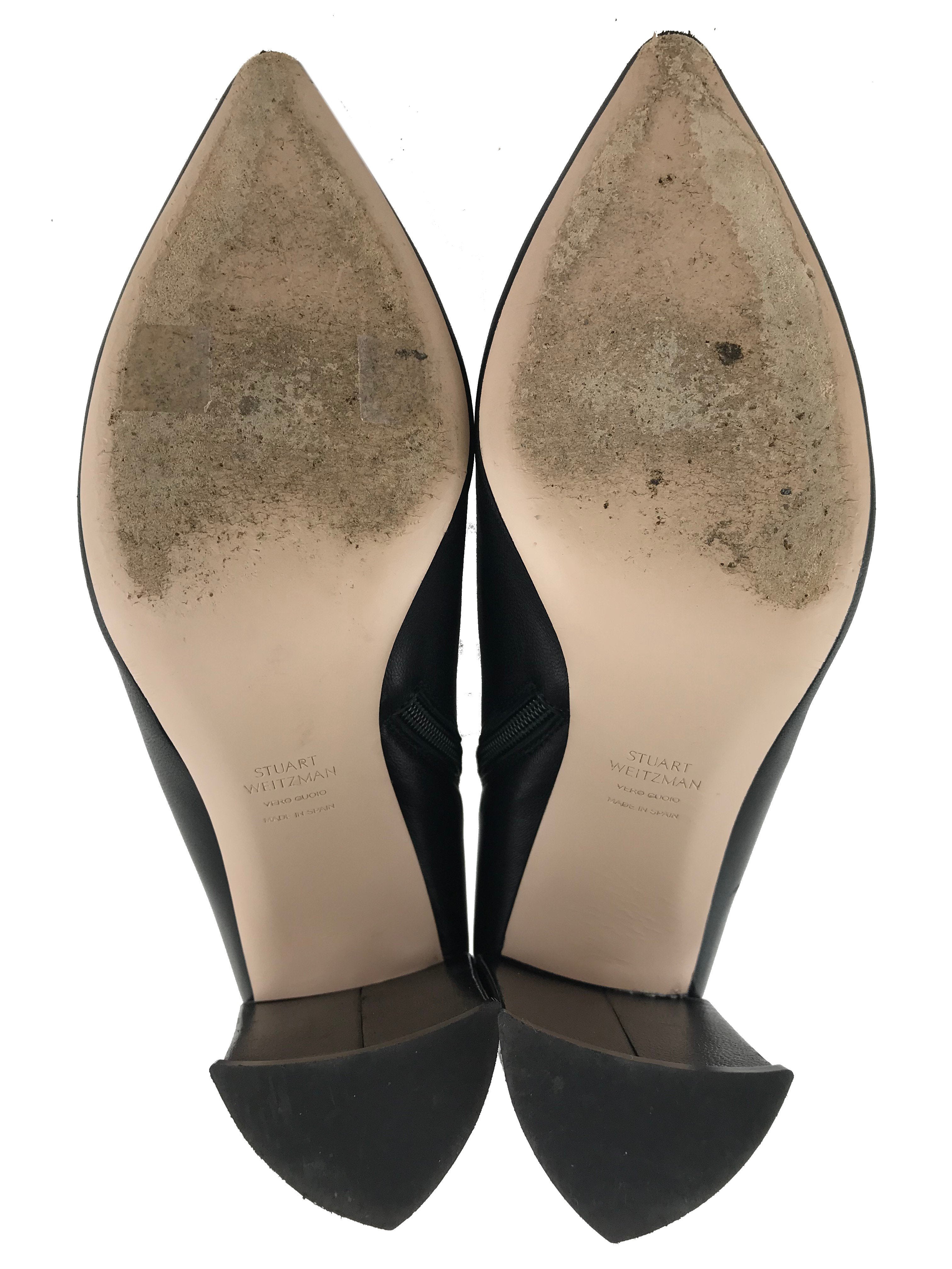 Stuart Weitzman Women's Block Heel Leather Ankle Boots Size 9 - Comfortable & Stylish for Office, Party & Fall Outfits