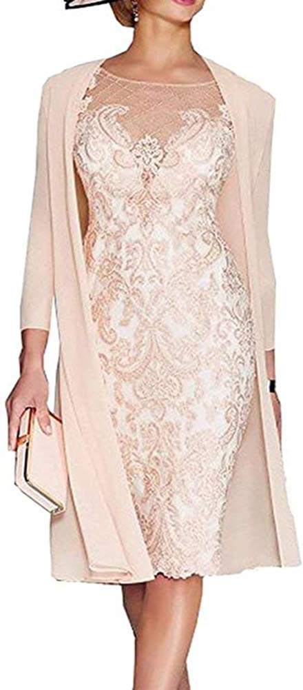 Elegant Lace Applique Bodycon Mother of the Bride Dress with Matching Shawl - Formal Wedding Guest Gowns for Women - Perfect for Church Ceremonies, Receptions & Special Occasions