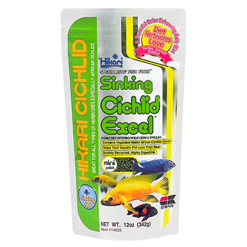 Hikari Sinking Cichlid Excel Mini Pellet Fish Food - High Protein Diet for Tropical Cichlids - Ideal for Aquarium, Pond & Community Tank Feeding