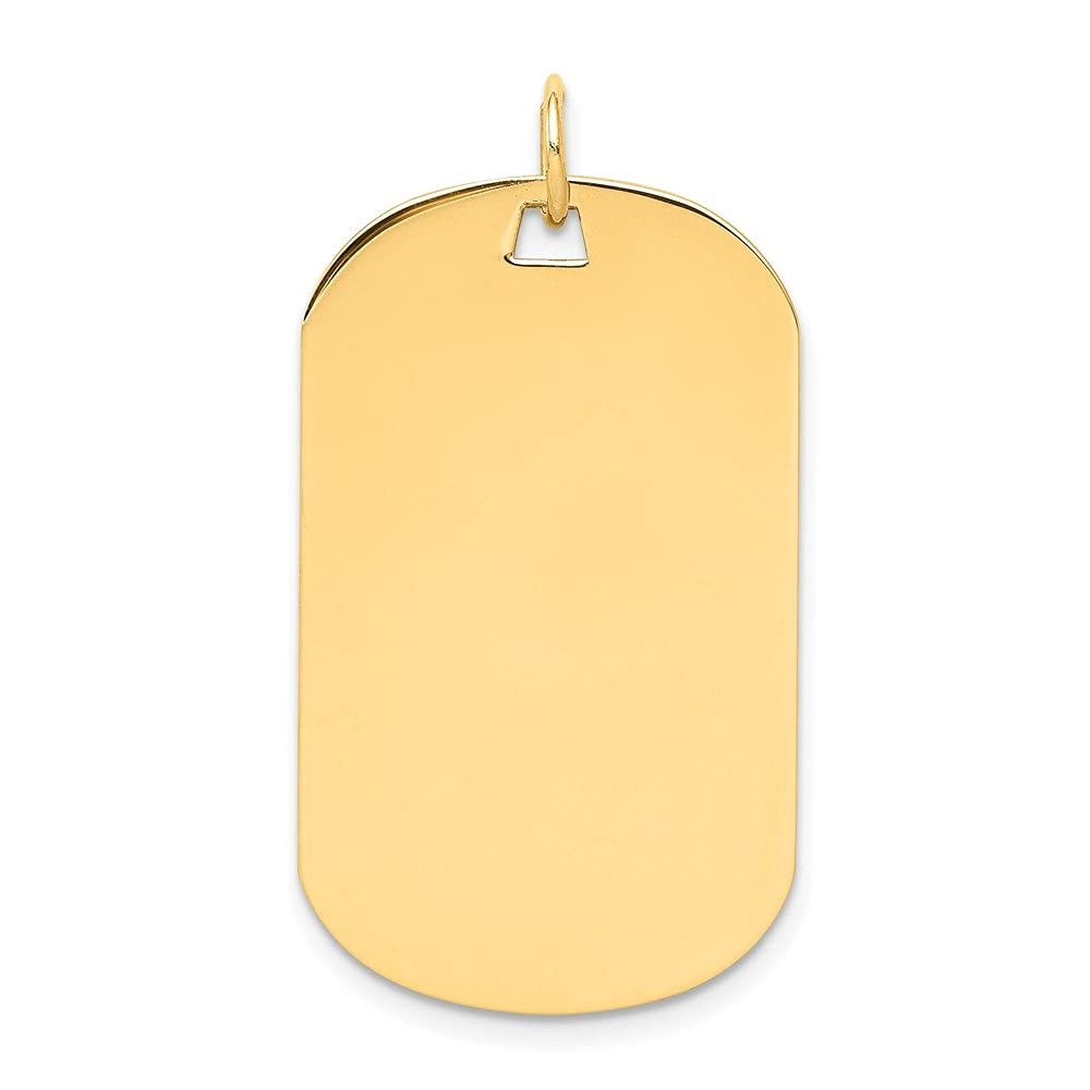 14K Yellow Gold Engravable Dog Tag Charm Pendant - Personalized Fine Jewelry for Women - Perfect for Necklaces, Bracelets & Gifts