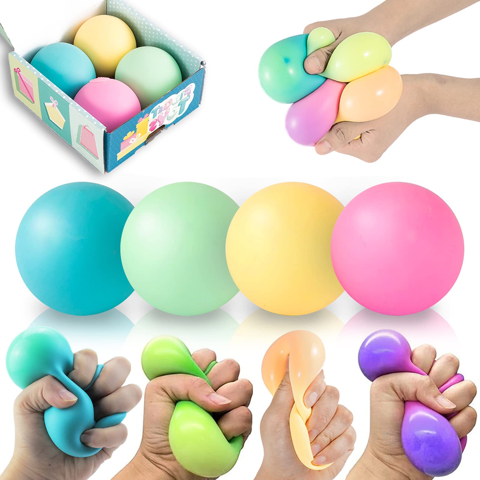 Color Changing Stress Balls - 4 Pack Squeeze Toys for Anxiety Relief, Autism Sensory Fidget Toys for Adults & Kids | Perfect for Office, Classroom & Home Stress Management