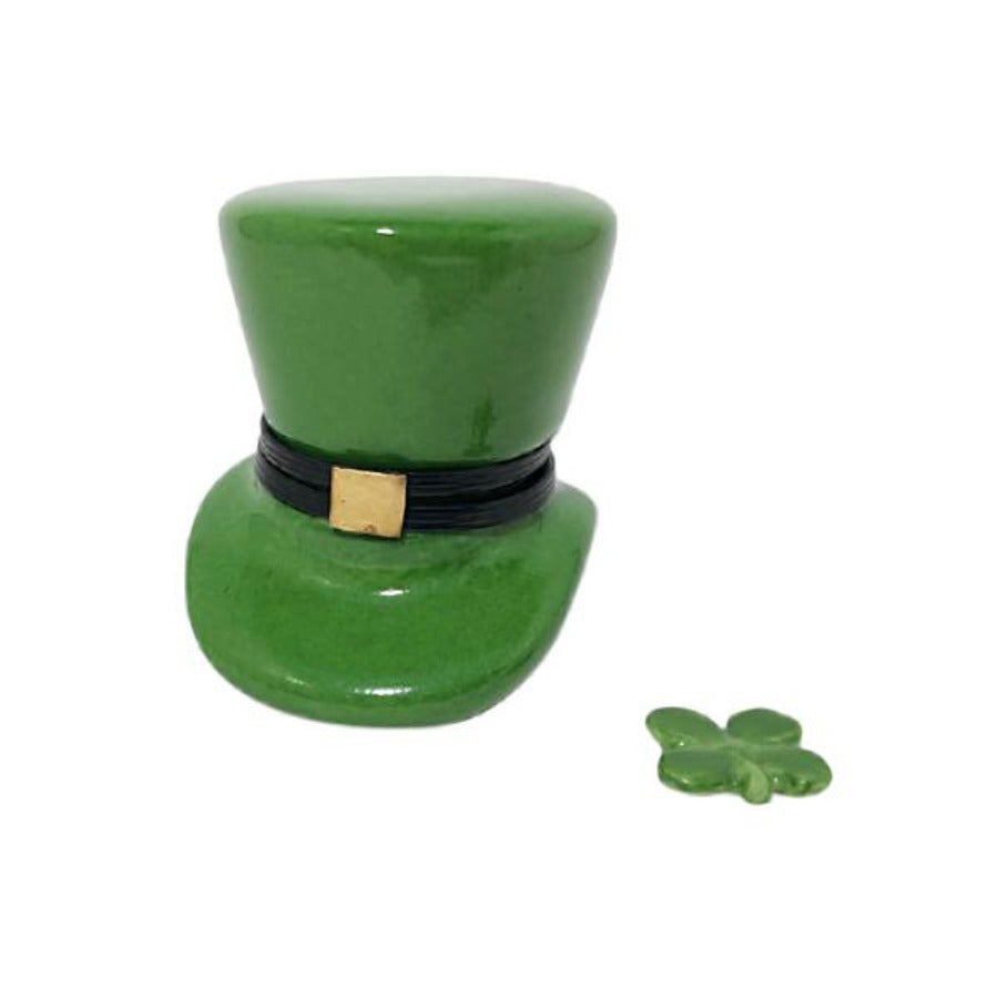 Leprechaun Hat Limoges Box - Hand-Painted Irish Collectible Trinket Box for St. Patrick's Day Decor & Gift Giving