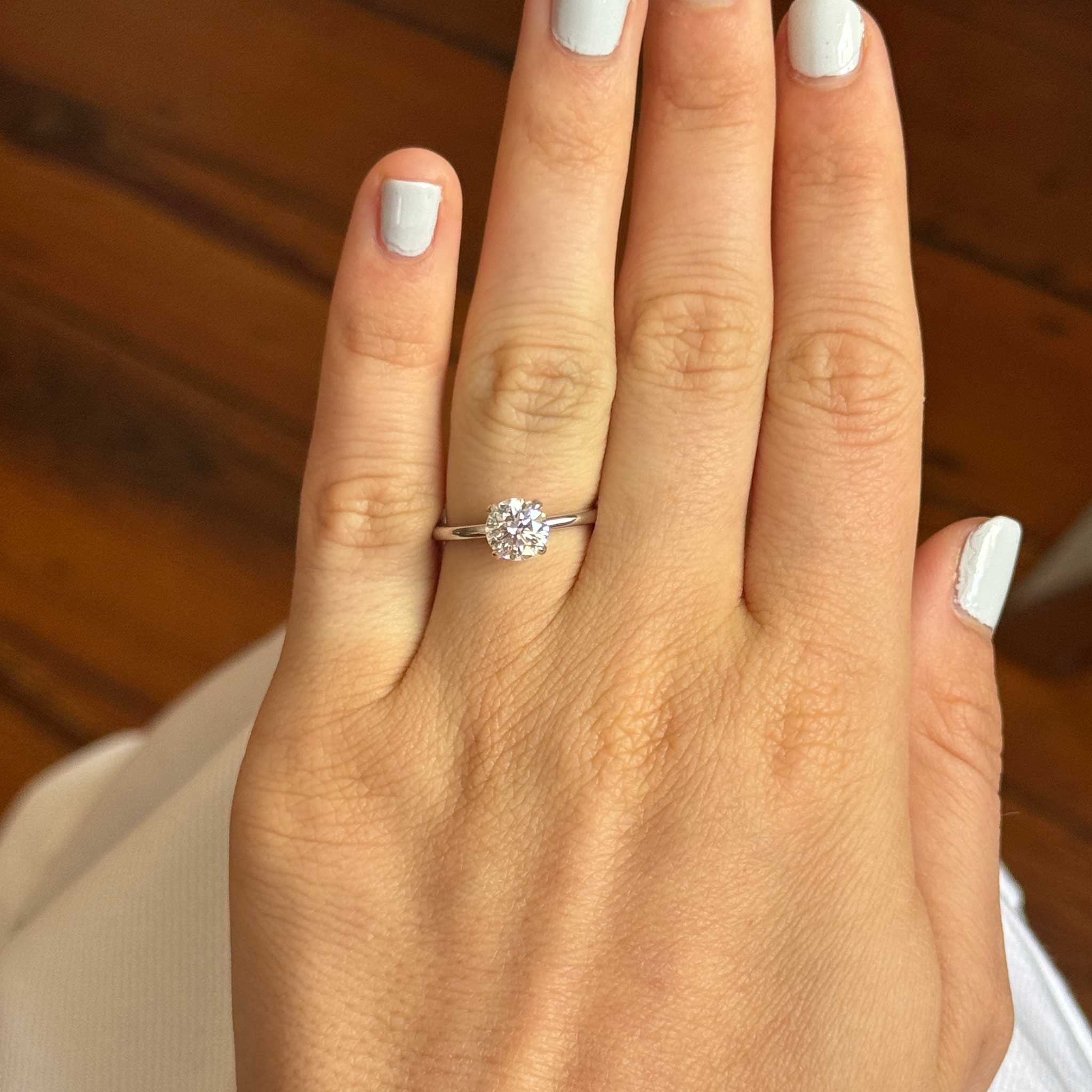 1.17ct F VS1 Round Brilliant Diamond Solitaire 14K White Gold Engagement Ring for Women - Perfect Wedding Proposal, Anniversary Gift & Bridal Jewelry