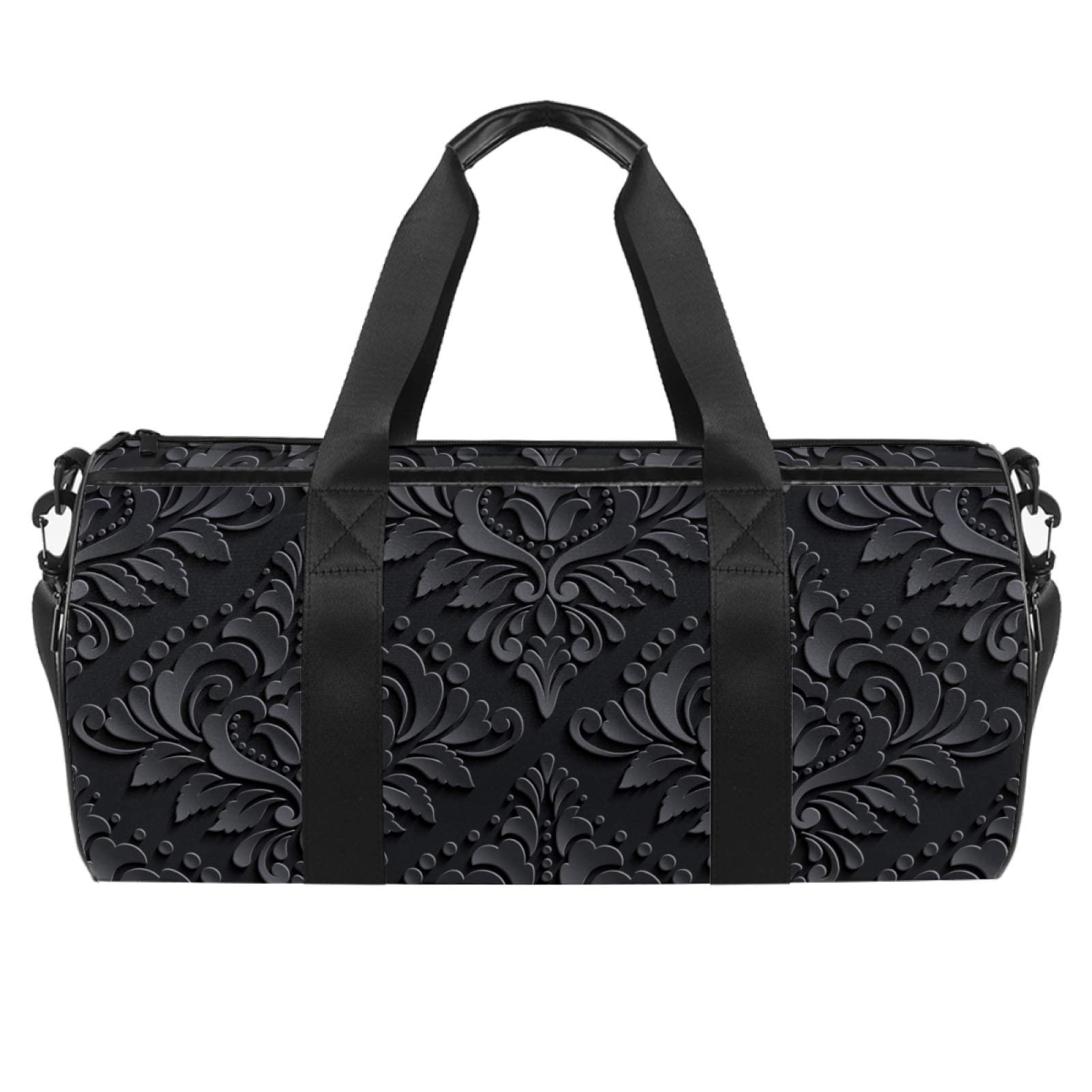 Elegant Luxury Dragon Sword Dark Damask Pattern Geometric Texture Travel Duffel Bag - Waterproof Gym Sports Tote with Wet Pocket for Men & Women | Perfect for Gym, Travel, Work & Outdoor Activities