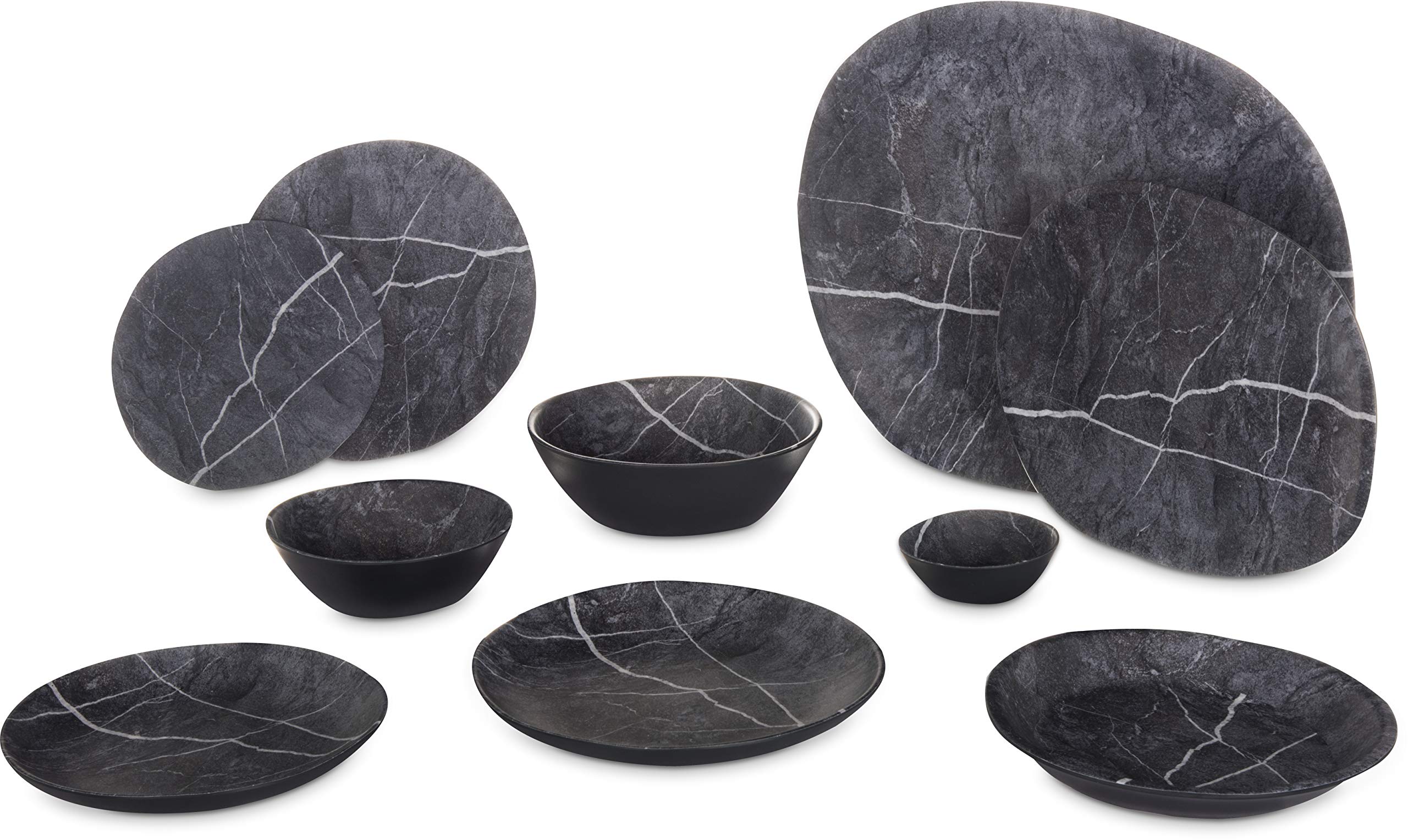 Carlisle 9-Inch Melamine Ridge Reusable Salad Plate - Durable Rimless Dish for Home, Restaurant & Catering - Soapstone Design (Pack of 12) - Perfect for Buffets, Picnics & Everyday Dining