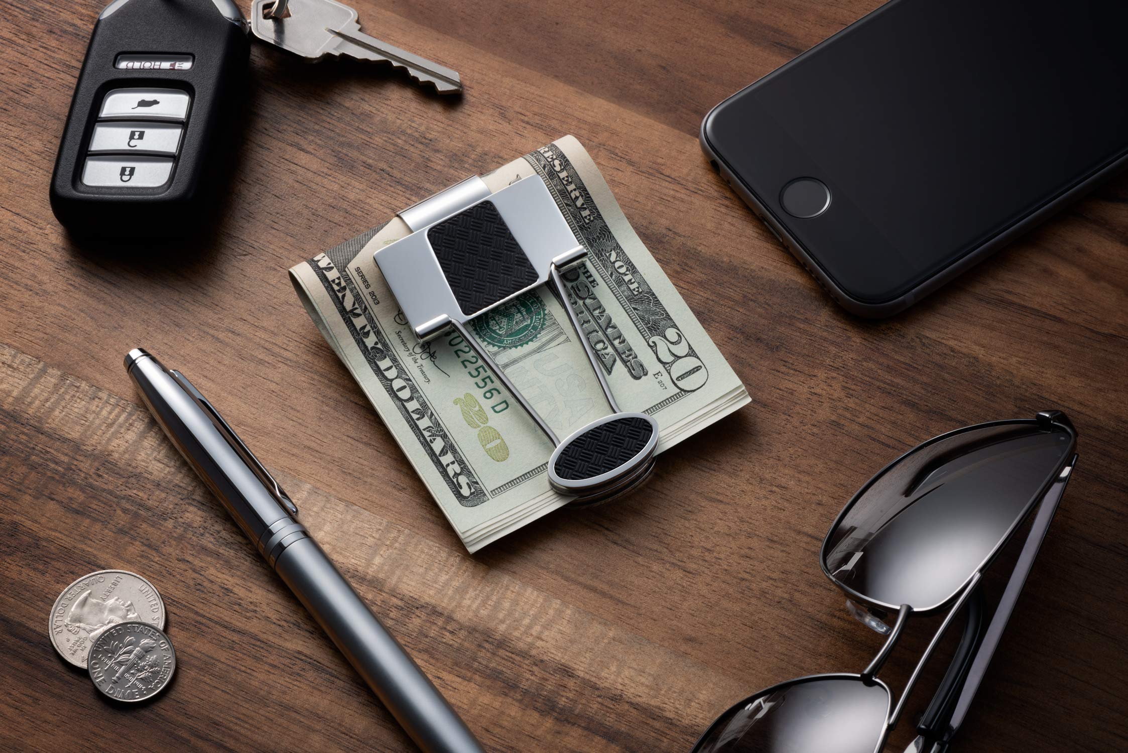 Premium Stainless Steel Money Clip for Men - Slim Minimalist Wallet & Credit Card Holder - Durable Ionic Plated Metal Bill Binder - Perfect for Everyday Carry, Business Travel & Gifts