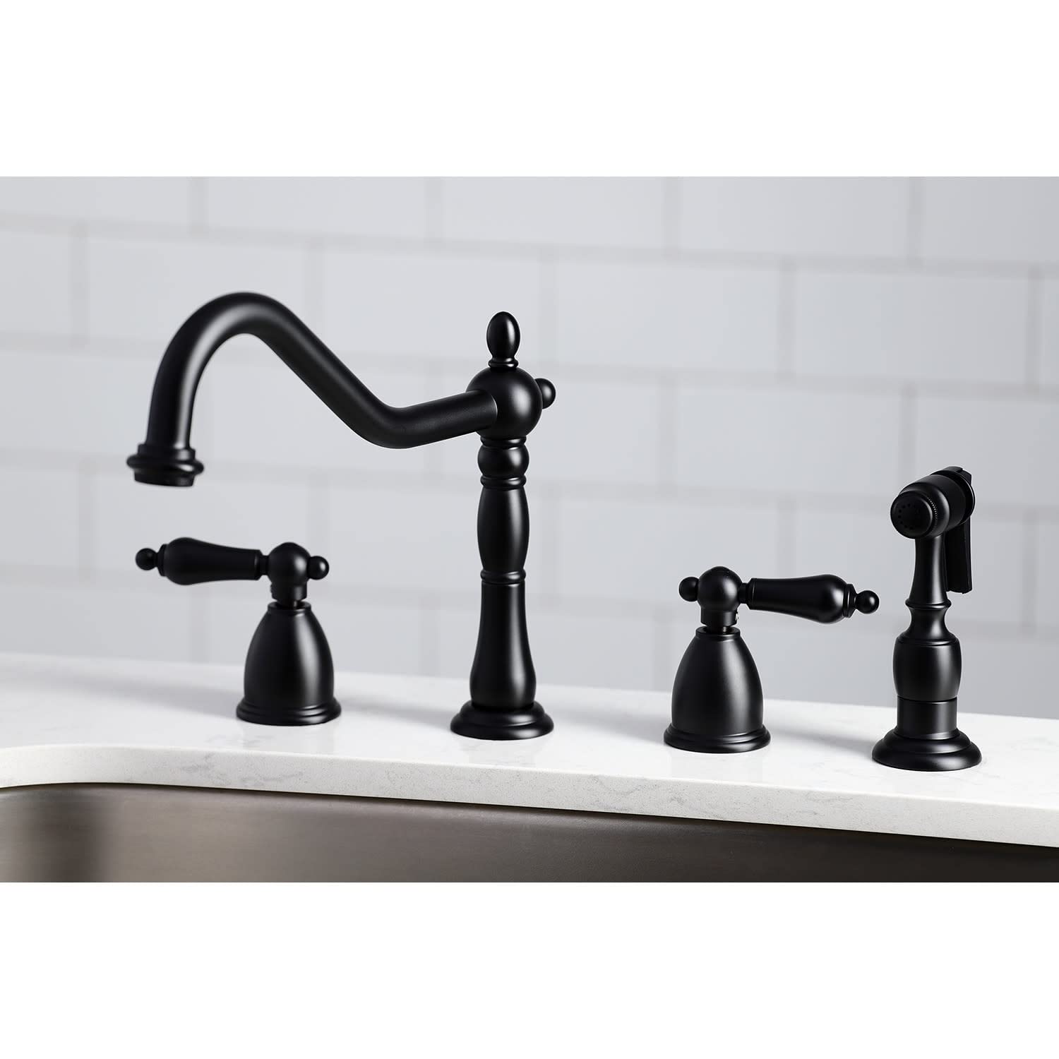 Kingston Brass KB1795ALBS Heritage 8-Inch Centerset Kitchen Faucet in Oil Rubbed Bronze - Durable & Stylish for Modern Farmhouse & Traditional Kitchens