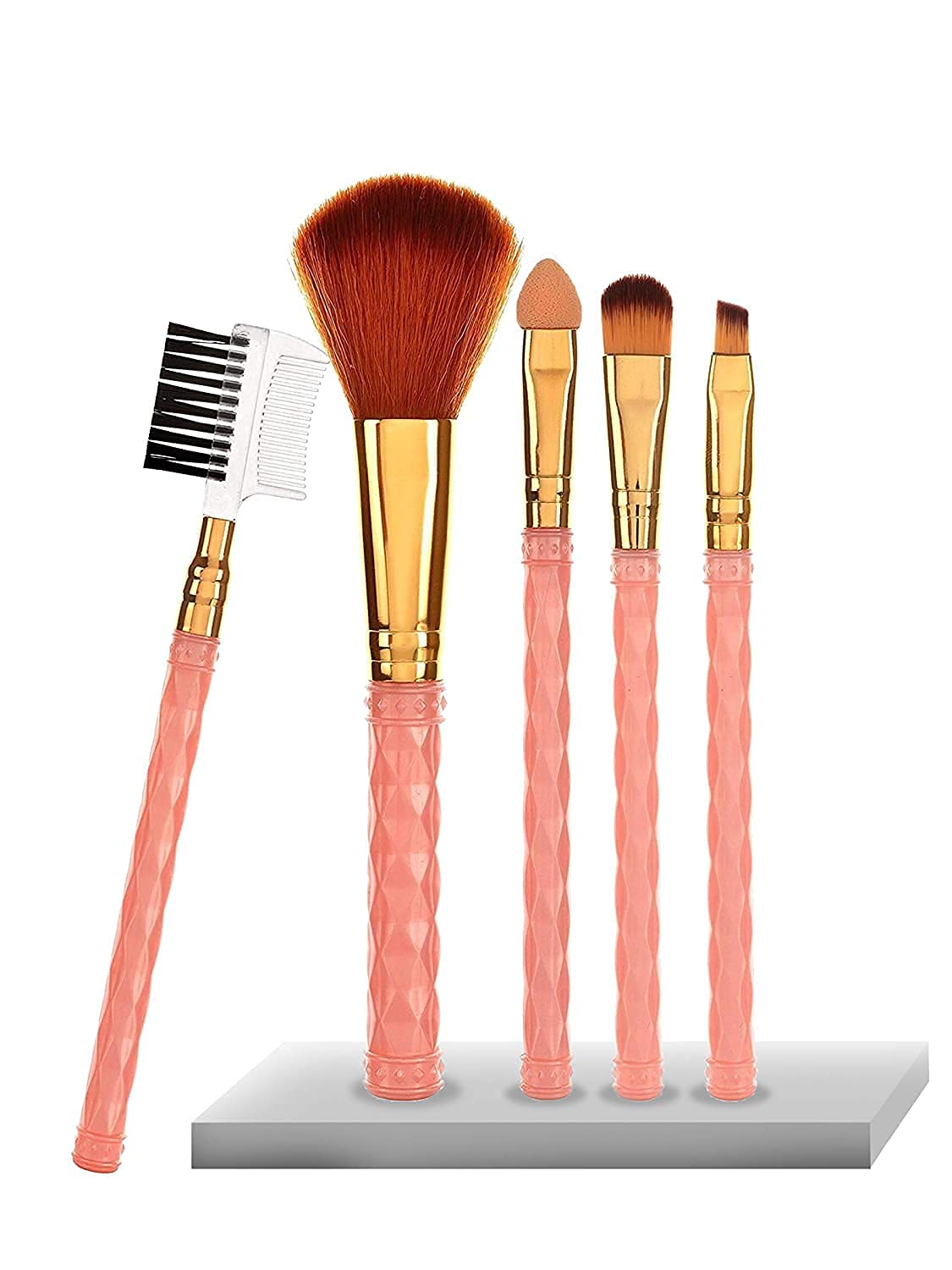 MAPPERZ Professional 5-Piece Makeup Brush Set - Premium Synthetic Kabuki Foundation, Blending, Powder, Blush & Concealer Brushes for Flawless Face & Eye Makeup Application | Perfect for Daily Use, Travel & Professional Makeup Artists