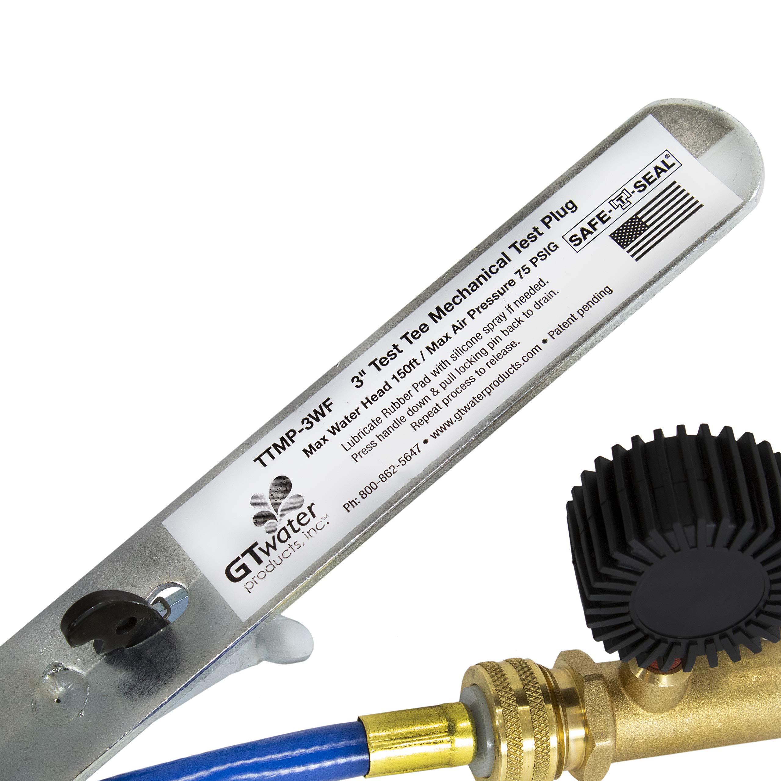 3 Inch Mechanical Test Plug with Water Fill Feature - TTMP-3WF - Durable Pipe Testing Tool for Plumbing, HVAC & Drain Systems - Perfect for Pressure Testing, Leak Detection & Maintenance Work